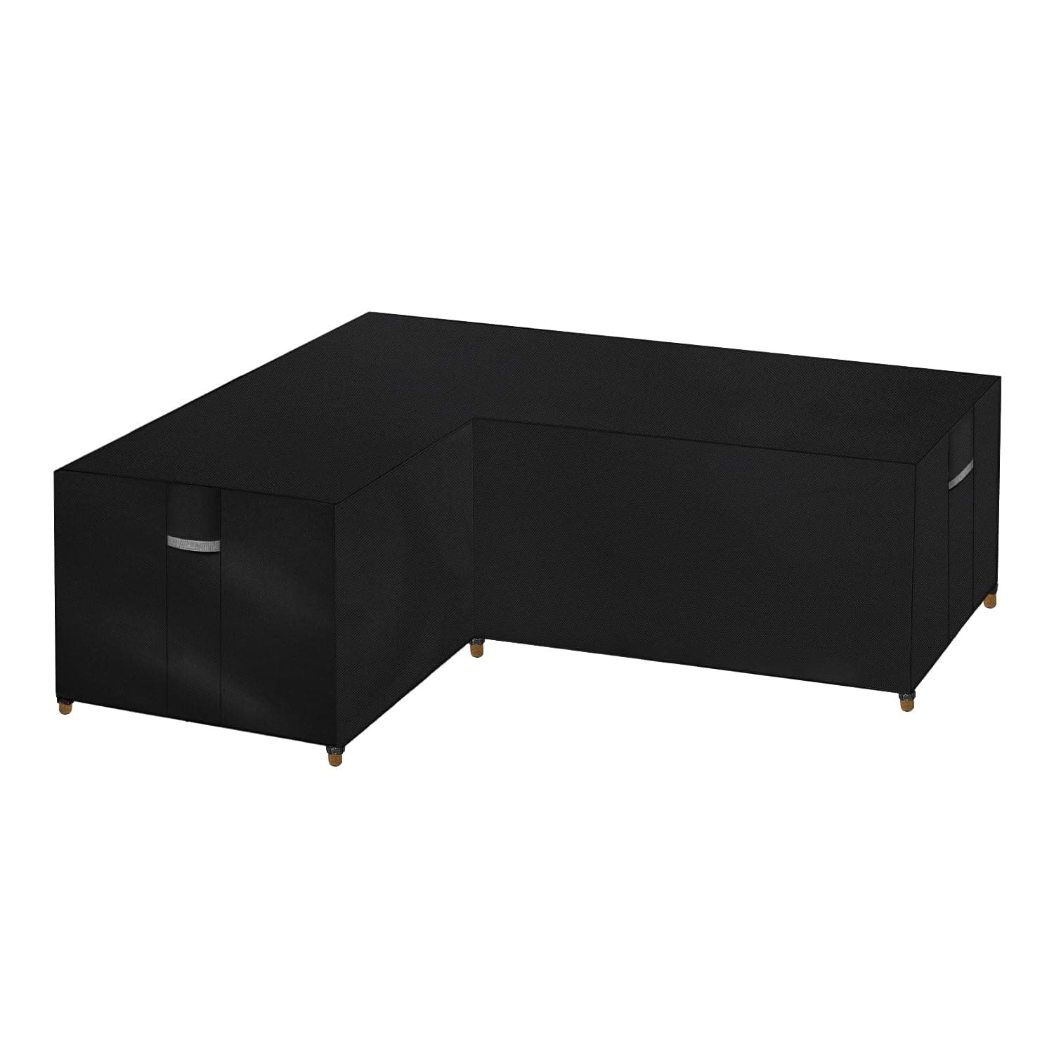 Dokon L-Shape Garden Furniture Covers Waterproof Heavy Duty 600D Oxford Fabric Windproof Anti-UV Outdoor Rattan Corner Sofa Cover with Air Vent, Patio Sofa Covers (222x286x82cm) - Black