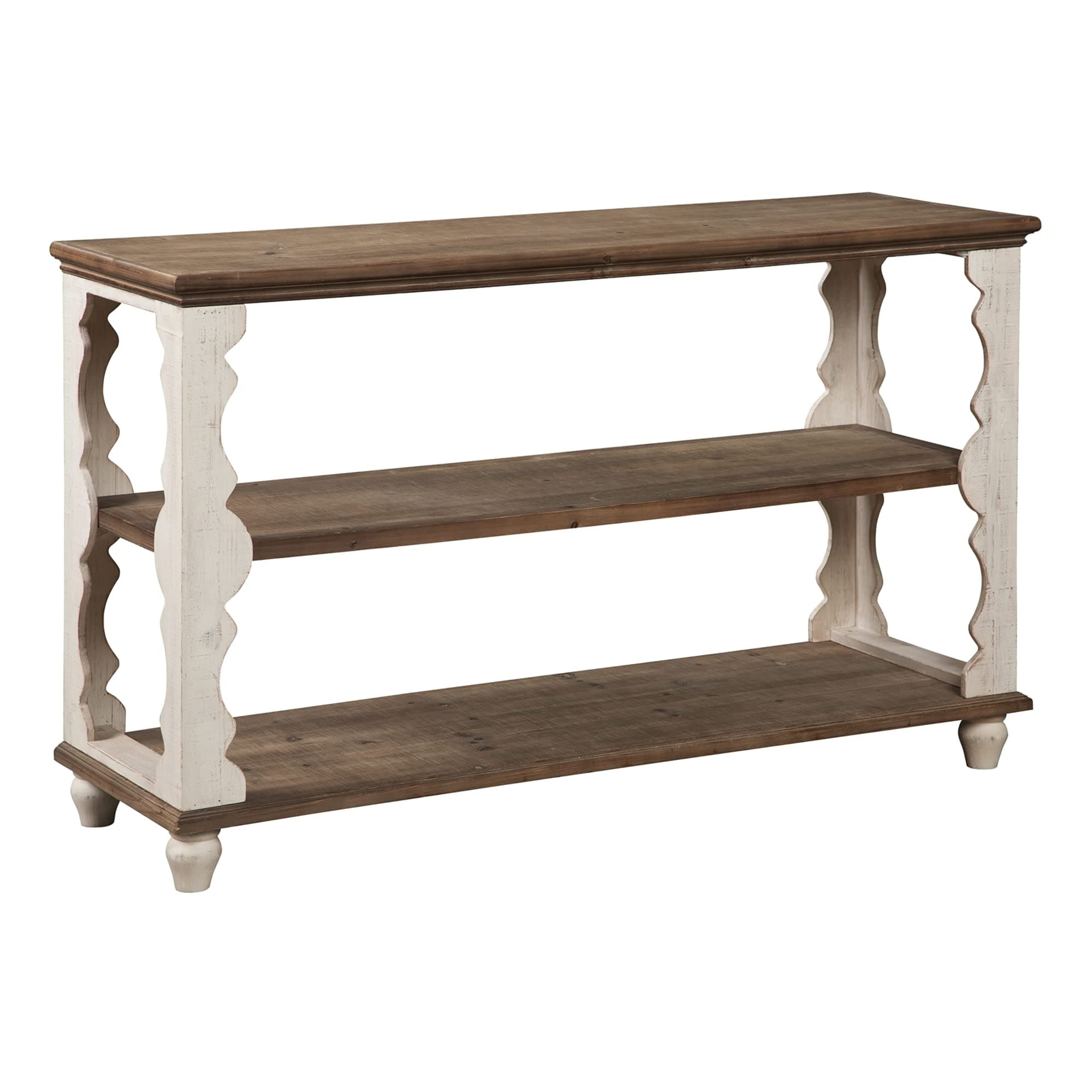 Alwyndale Wood 3 Shelf Console Sofa Table, Brown & White