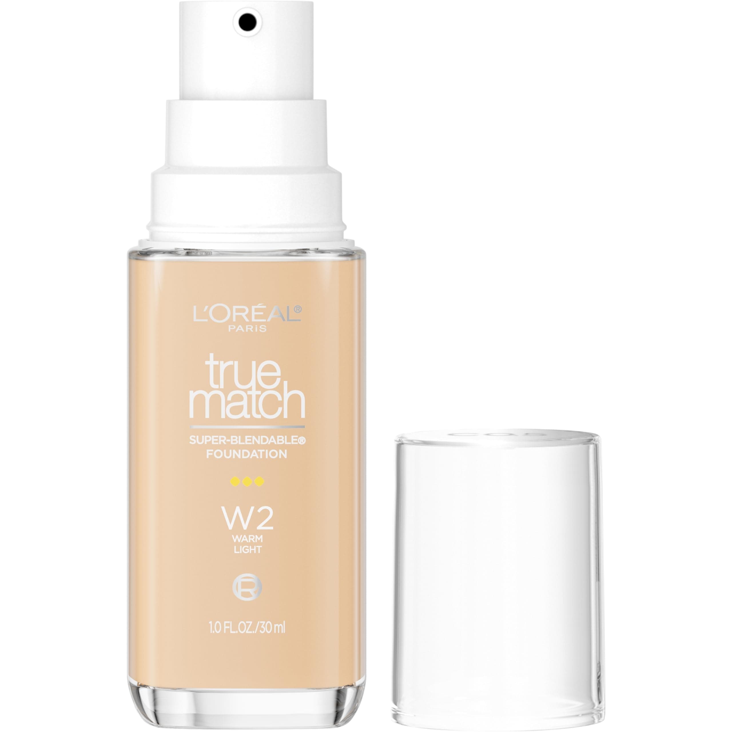 True Match Super-Blendable Foundation, Medium Coverage Liquid Foundation Makeup, W2, Light, 1 Fl Oz