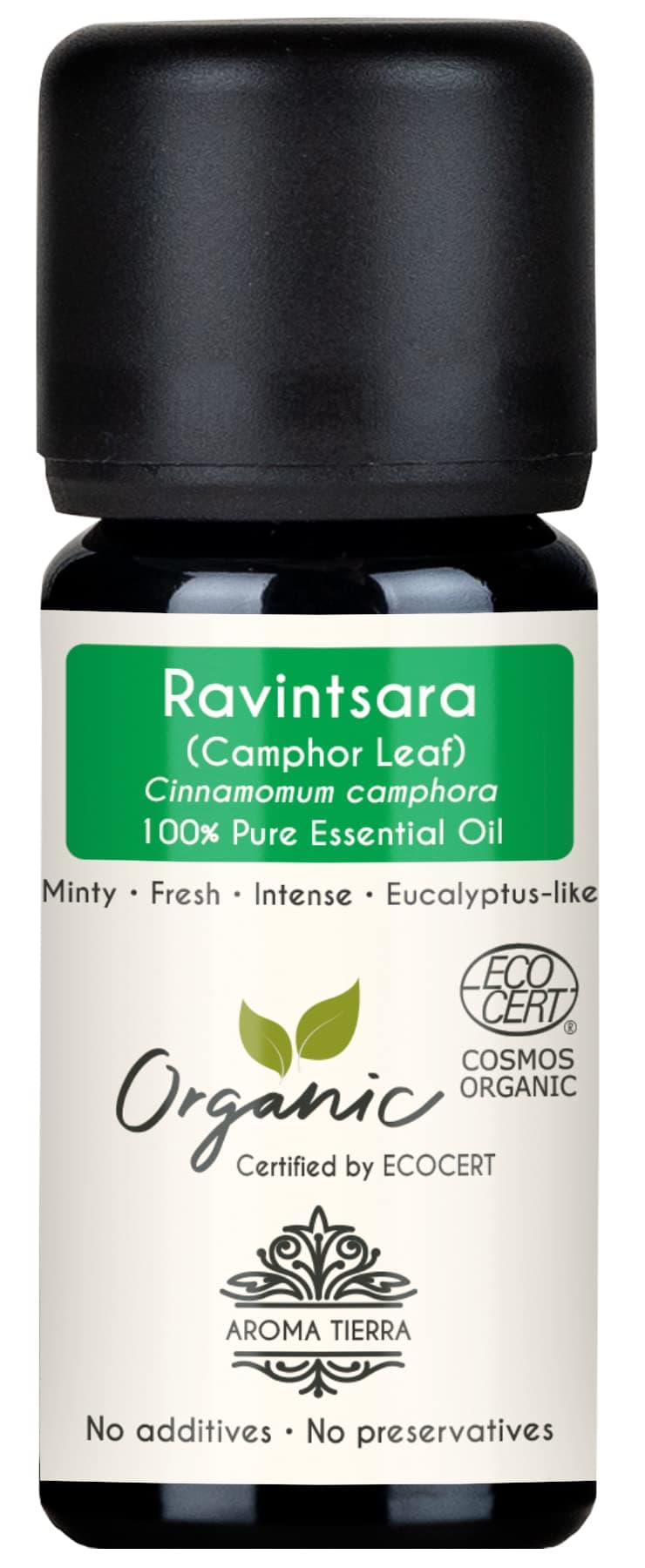 Organic Ravintsara Essential Oil 10ml - 100% Pure & Natural - Fresh & Camphorous - For Diffuser, Aromatherapy, Focus, Clear Breathing & Purify Air