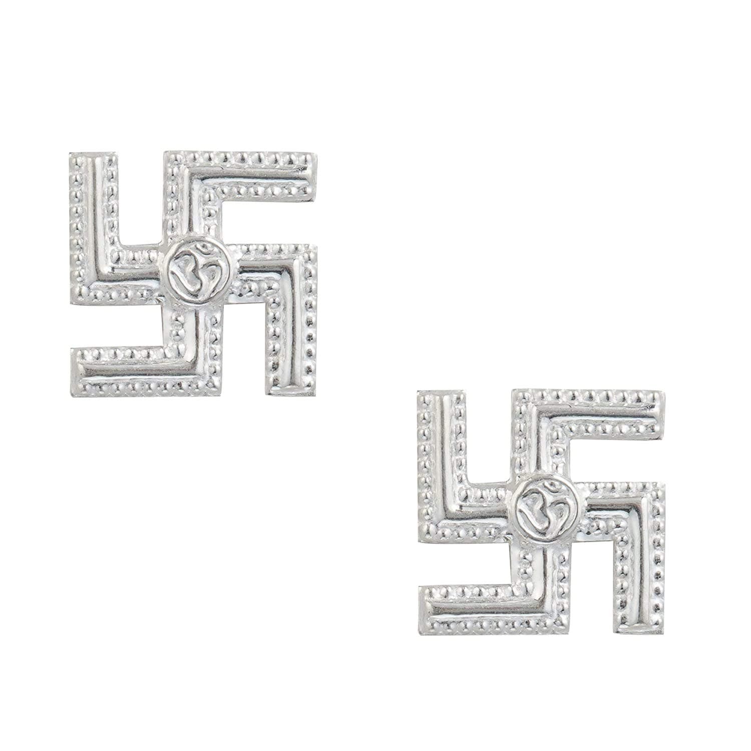 DHRUVS COLLECTION BIS HALLMARKED 925 Pure Silver (Chandi) Sterling Silver Swastik for Puja Temple - Pack of 2 (3.640 GM)