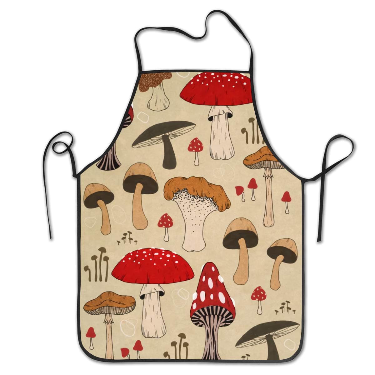 YISHOW Red Flower Adjustable Bib Apron - Washable Unisex Cooking Kitchen Aprons for Chef