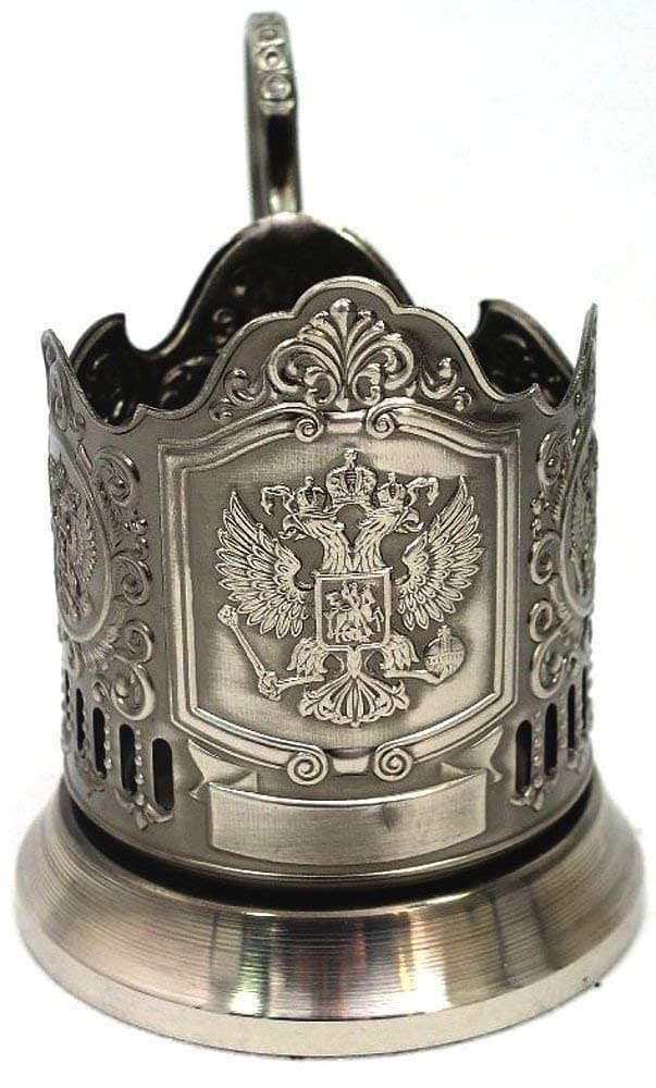 IMPERIAL EAGLE RUSSIAN COAT ARMS TEA GLASS METAL HOLDER CLASSIC GIFT KOLCHUGINO