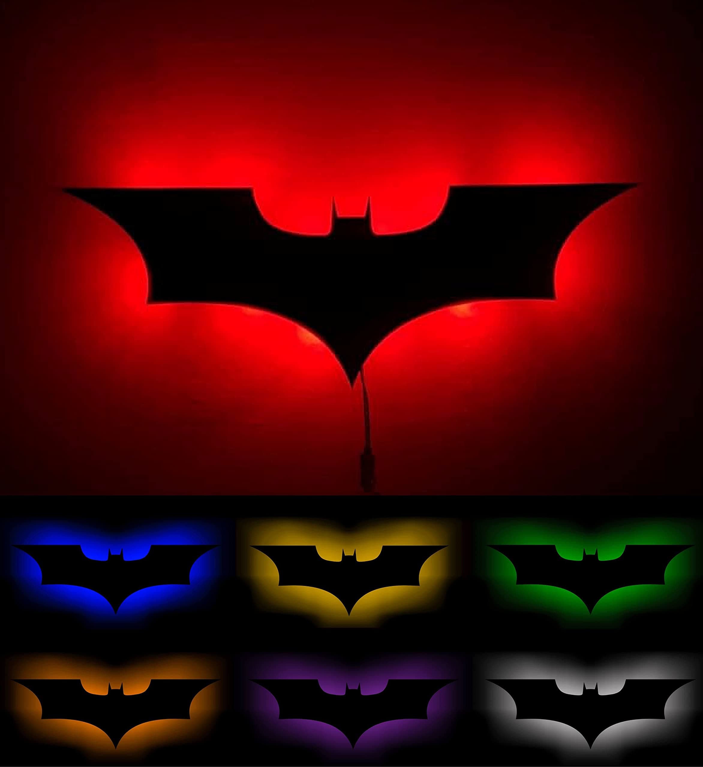 AD INFINITUM ® Multi Colors LED Batman Wall Lamp with App Control, Comic Lover, Bat Cave, Night Lamp, for Gift, Kids Room, Gaming Setup, Gaming Room, Man Cave.