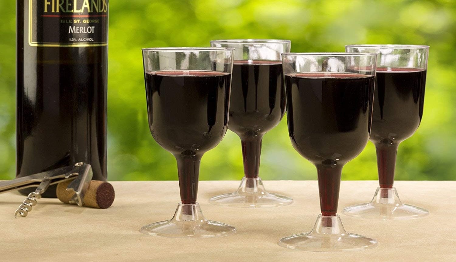 Toasted Drinkware Premium Hard Plastic Clear Two Piece 5.5 oz Wine Glasses, 40 Count