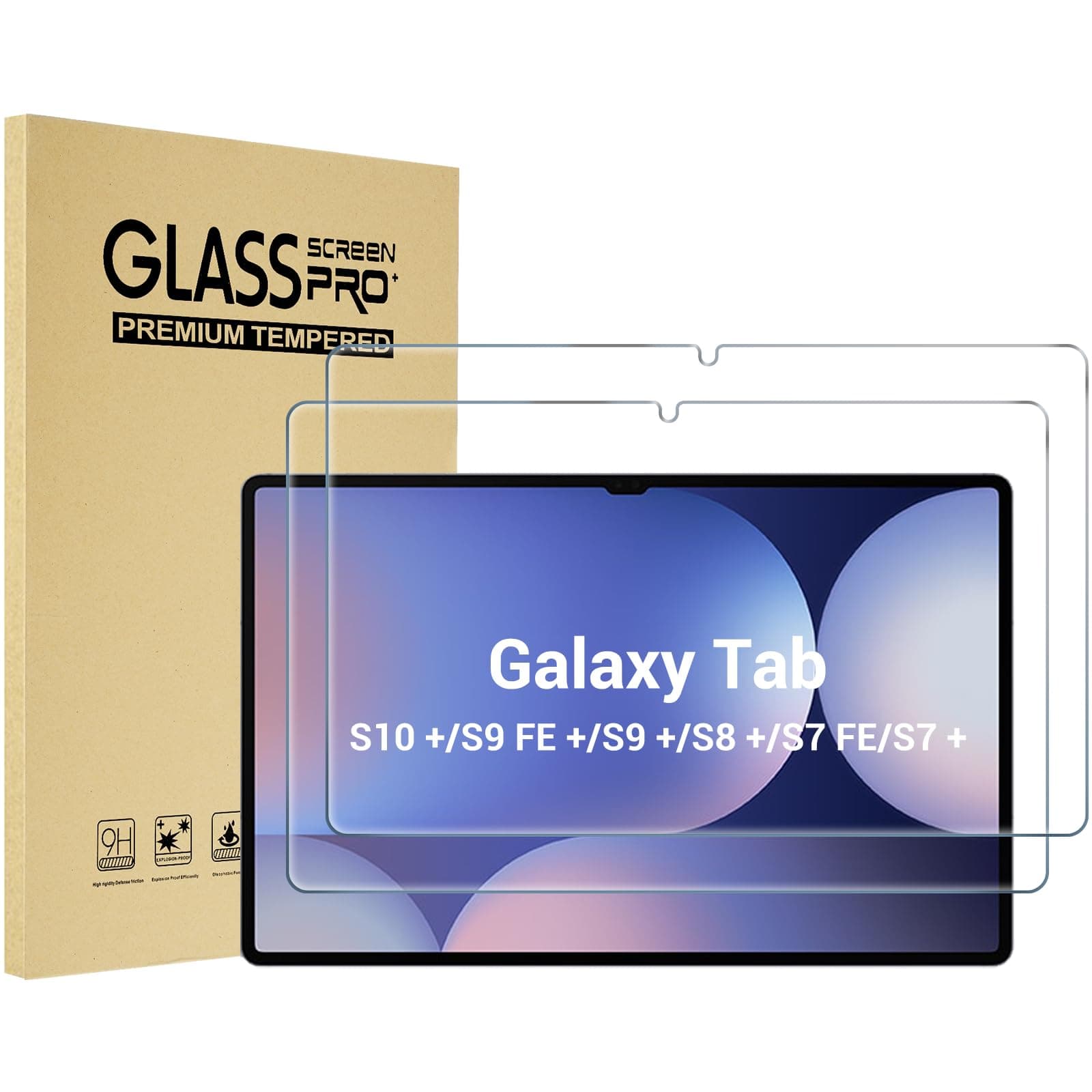 ProCase 2 Pack Screen Protector for Galaxy Tab S10 Plus 2024/Tab S9 FE Plus/S9 Plus/S8 Plus/S7 FE/S7 Plus 12.4 inch 2023, Tempered Glass HD Clear Film Guard for Tablet SM-X820/X610/X810/X800/T730/T970