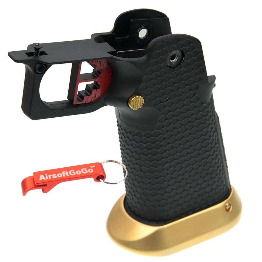 AW Type 3 IPSC Grip Set for Marui/WE Hi-Capa 5.1, 4.3 Airsoft GBB (Black & Gold)