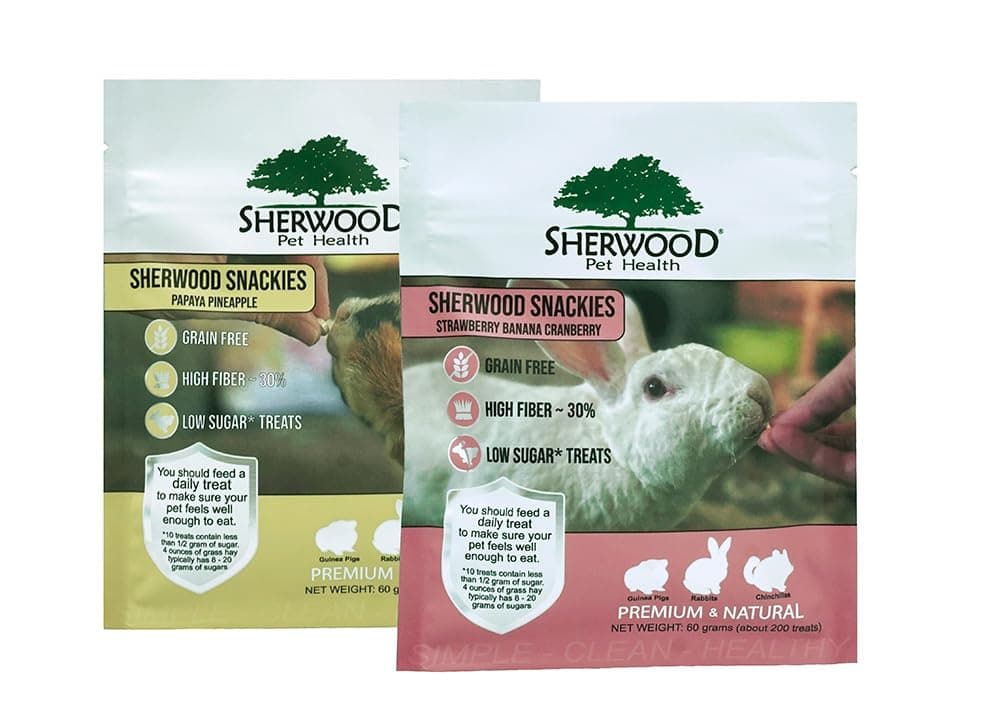 Snackies for Chinchillas, Rabbits & Guinea Pigs, Grain-Free, Real Fruit, Low Sugar and High in Fiber Treats in Multiple Flavors