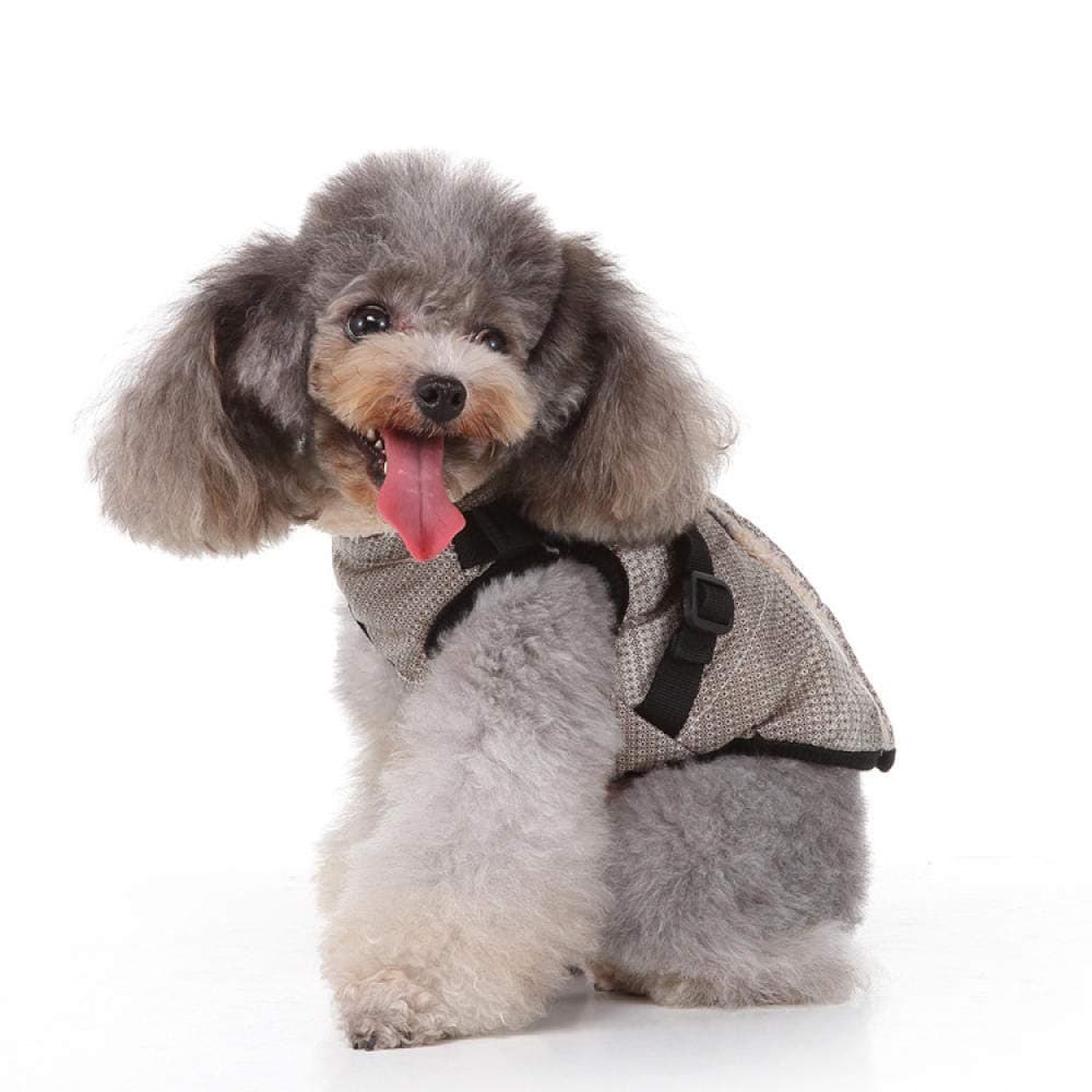 Dog Clothes Zipper Jacket Vest - Cotton Winter Warm Gray M