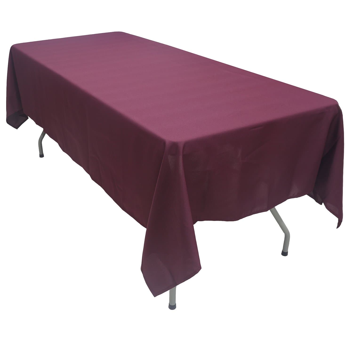 Rectangular Polyester Fabric Tablecloth, Burgundy, 60x102-inch, Pack of 3