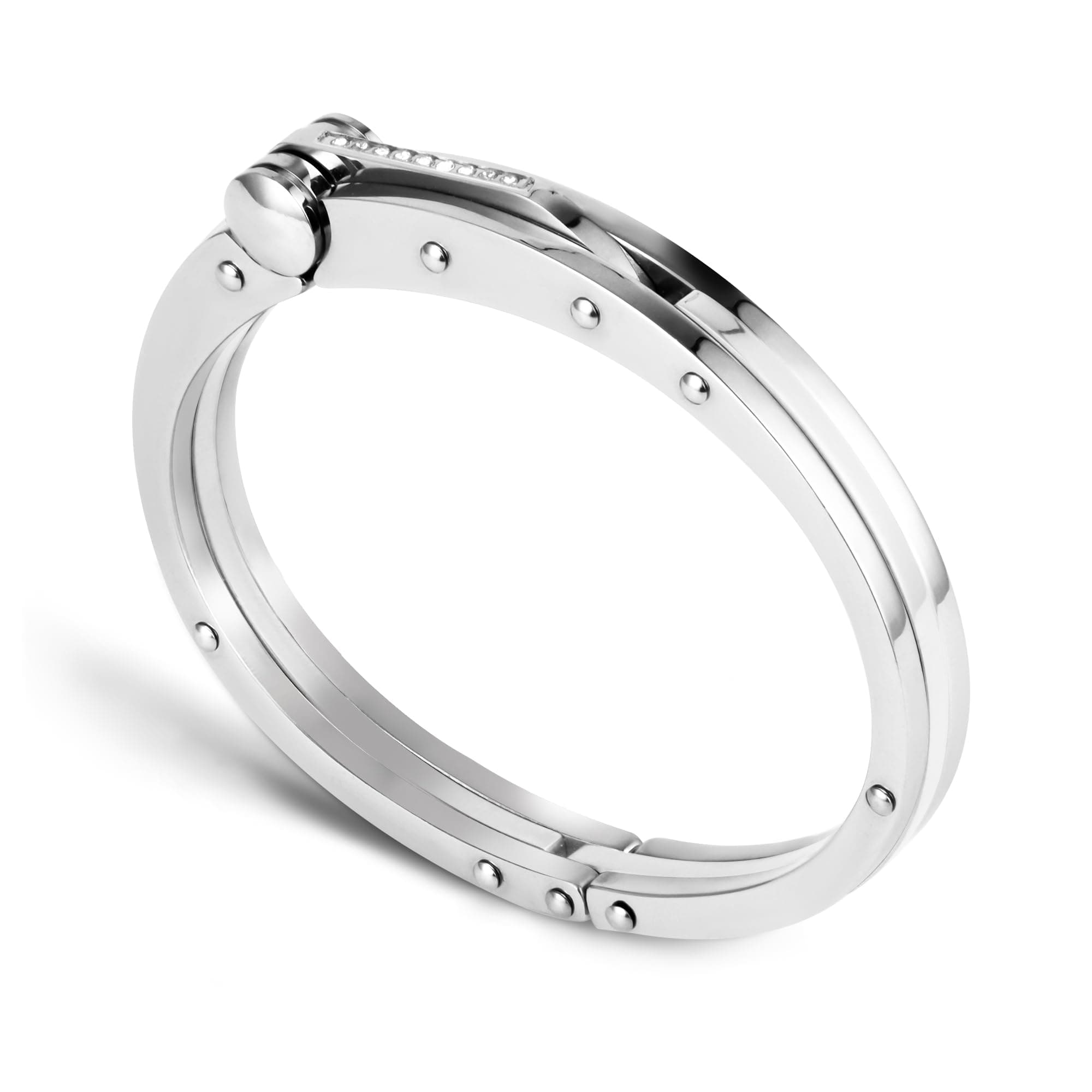 My Daily Styles Men’s Stainless Steel Handcuff Bracelet – Two-Tone Or Solid Color, Durable Cable Link, Adjustable Fit 8"-9" Wrist, Modern Fashion Jewelry for Men