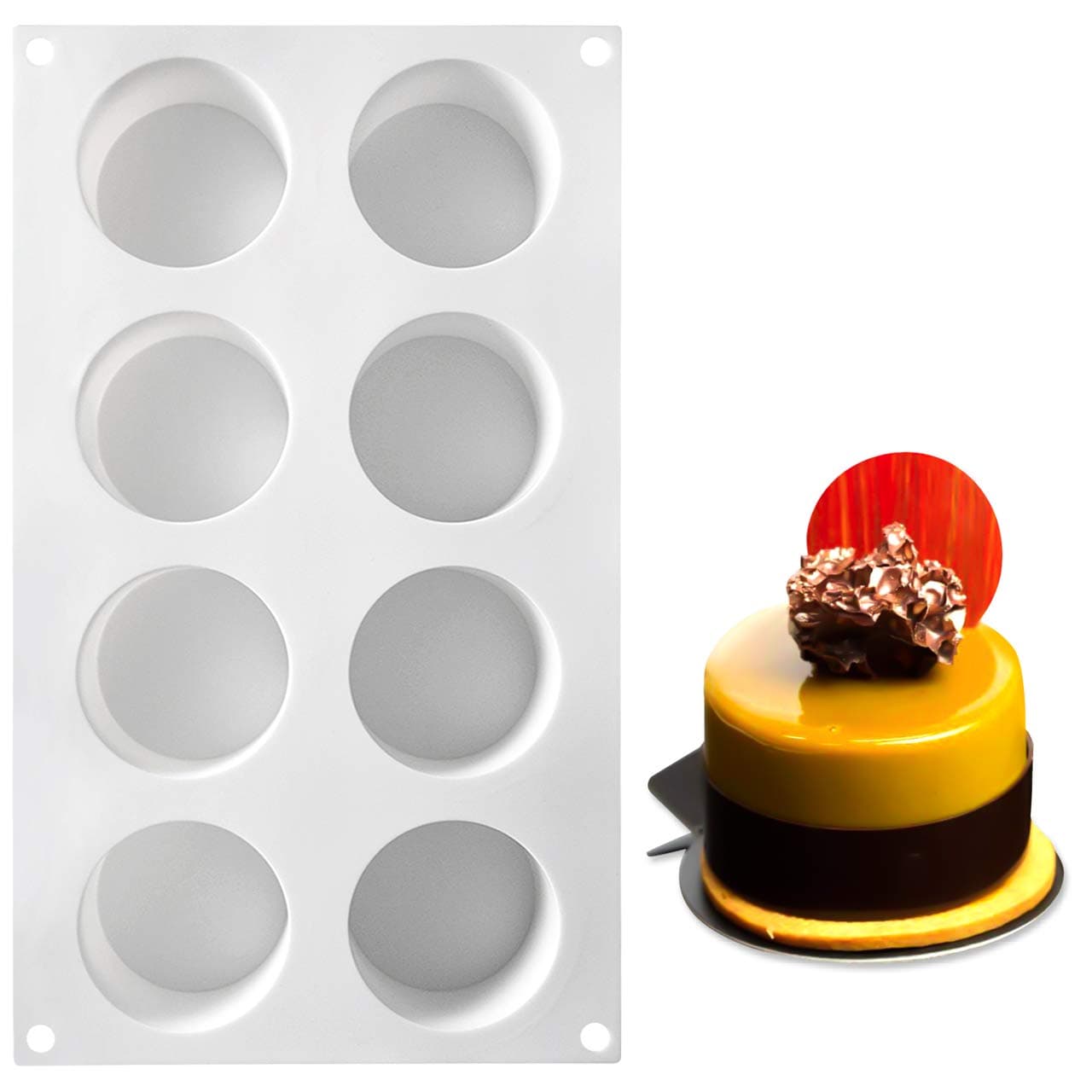 Silicone Mold for Baking High Cylinder Mold Chocolate Mousse Cake Dessert Molds 8 Cavity