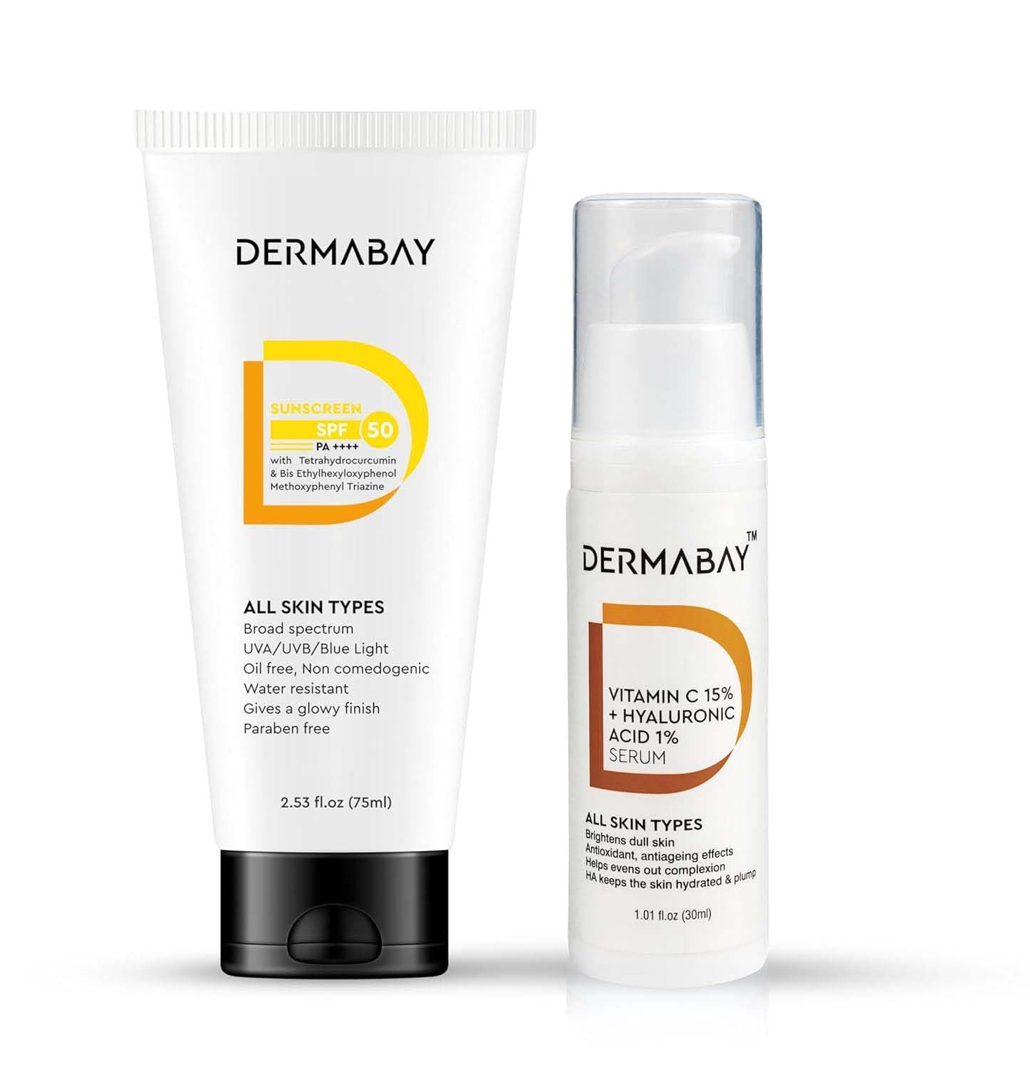 Dermabay Glow And Protect Combo of Sunscreen SPF 50, PA++++ and Vitamin C for a radiant, healthy complexion