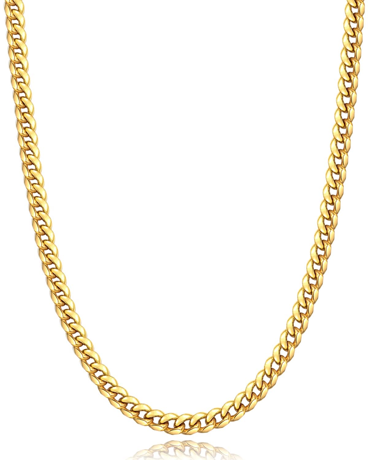 Gold Chain Silver Chain for Men Boys, 18K Gold Plated Men's Necklaces Chain Cool Cuban Link Chain for Men Hip-Hop 4mm/6mm 18/20/22/24/26inch