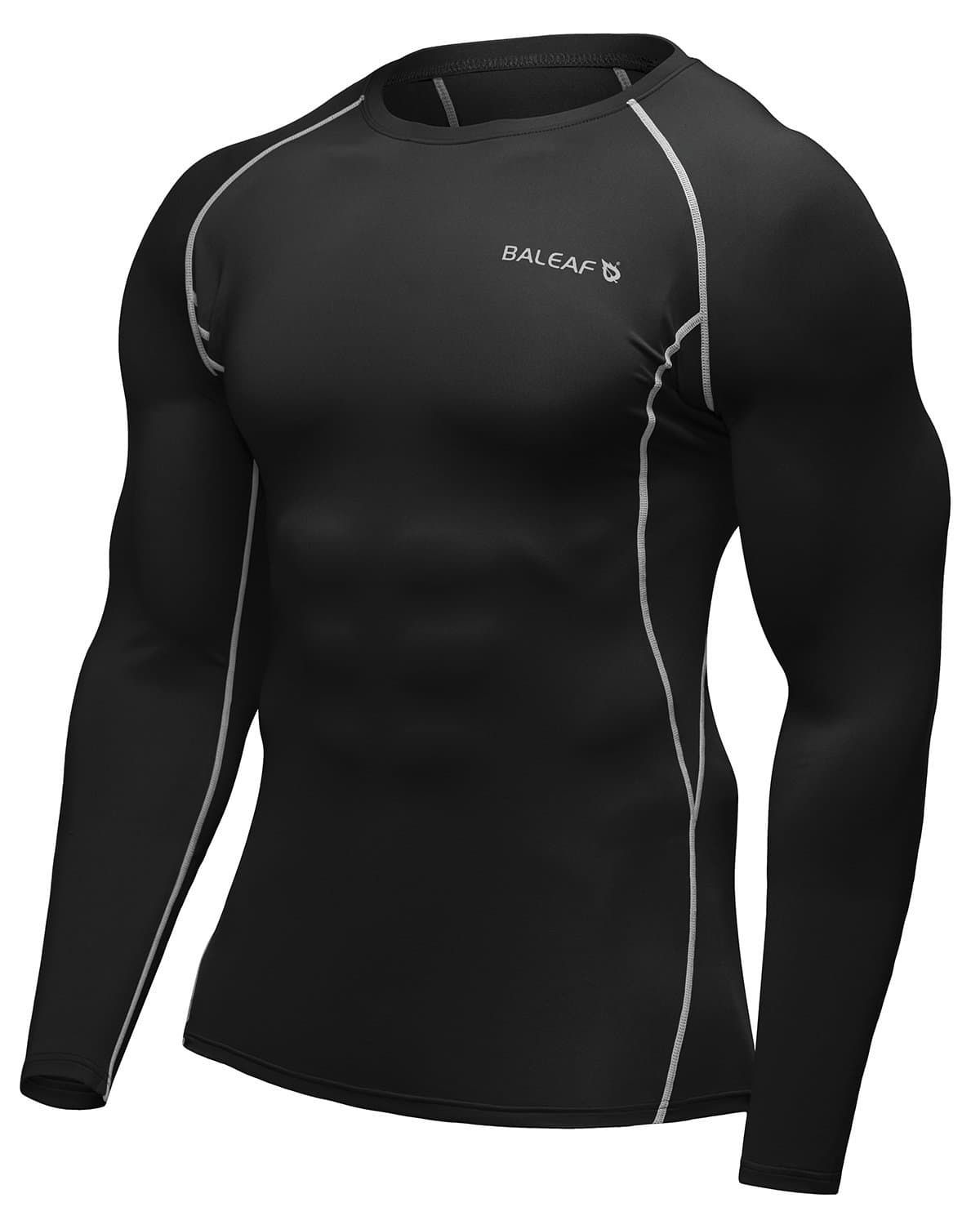 BALEAF Men's Cool Dry Skin Fit Long Sleeve Compression Shirt Color Grey Size L