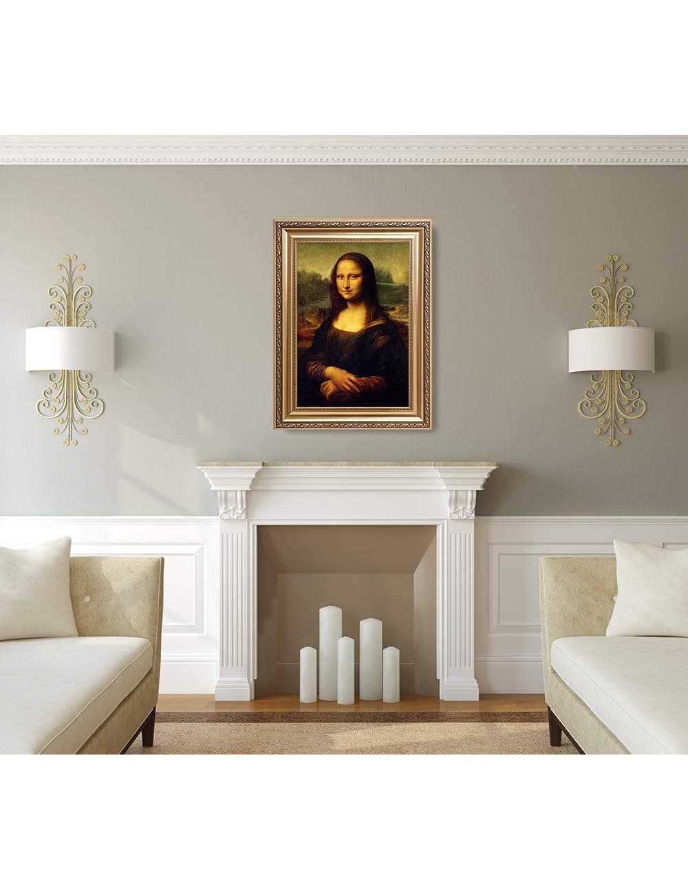 DECORARTS - Leonardo Da Vinci Mona Lisa Framed Wall Art - Gold Frame Renaissance Portrait Giclee Print on Canvas, Ready to Hang, Made in USA 25.75x35.75