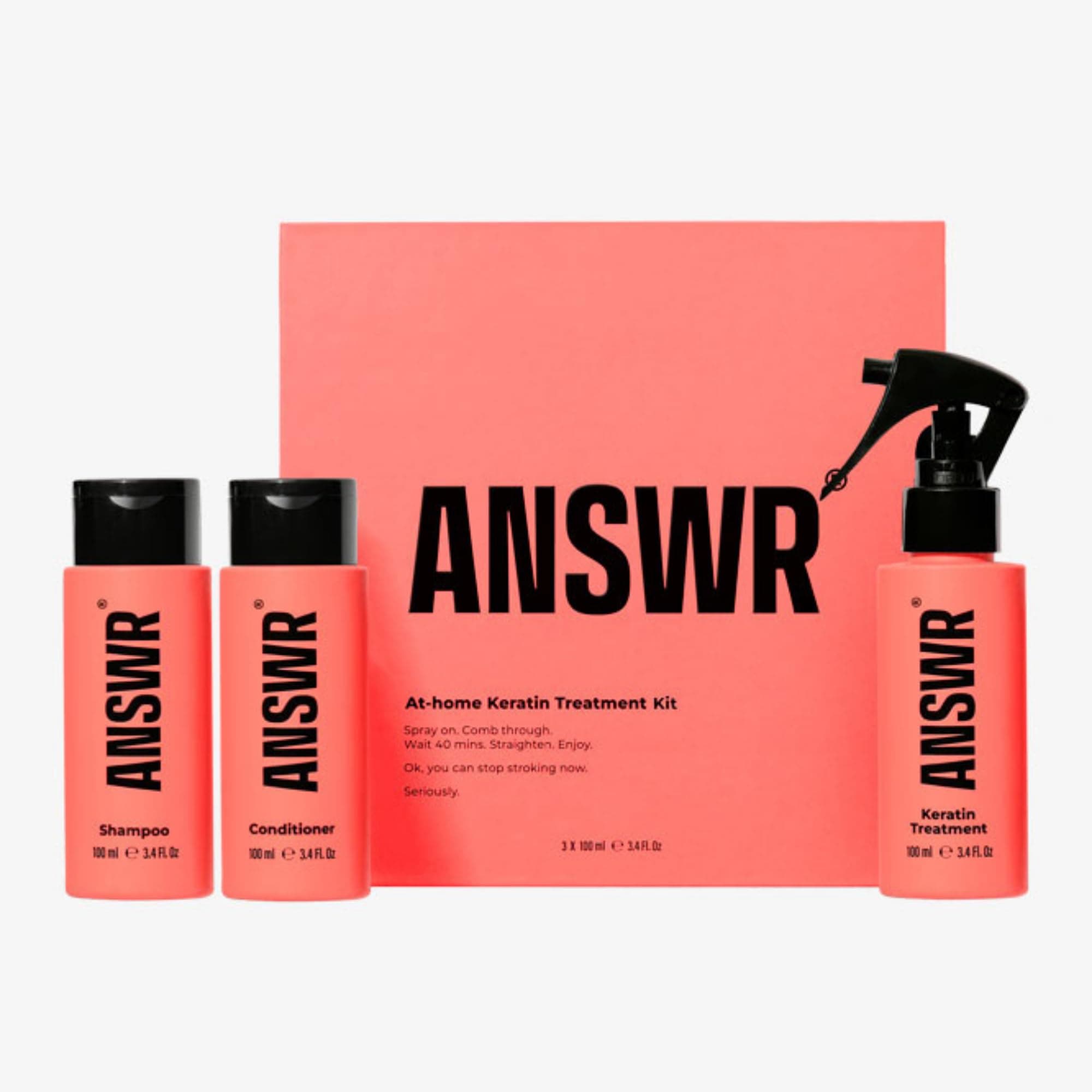 ANSWR At Home Brazilian Keratin Hair Treatment for All Hair Types – Deep Nourishment, Eliminates Frizz, Salon Results At Home, Sulfate-Free, Safe for Colored Hair, 90 Day Lasting results (Kit)