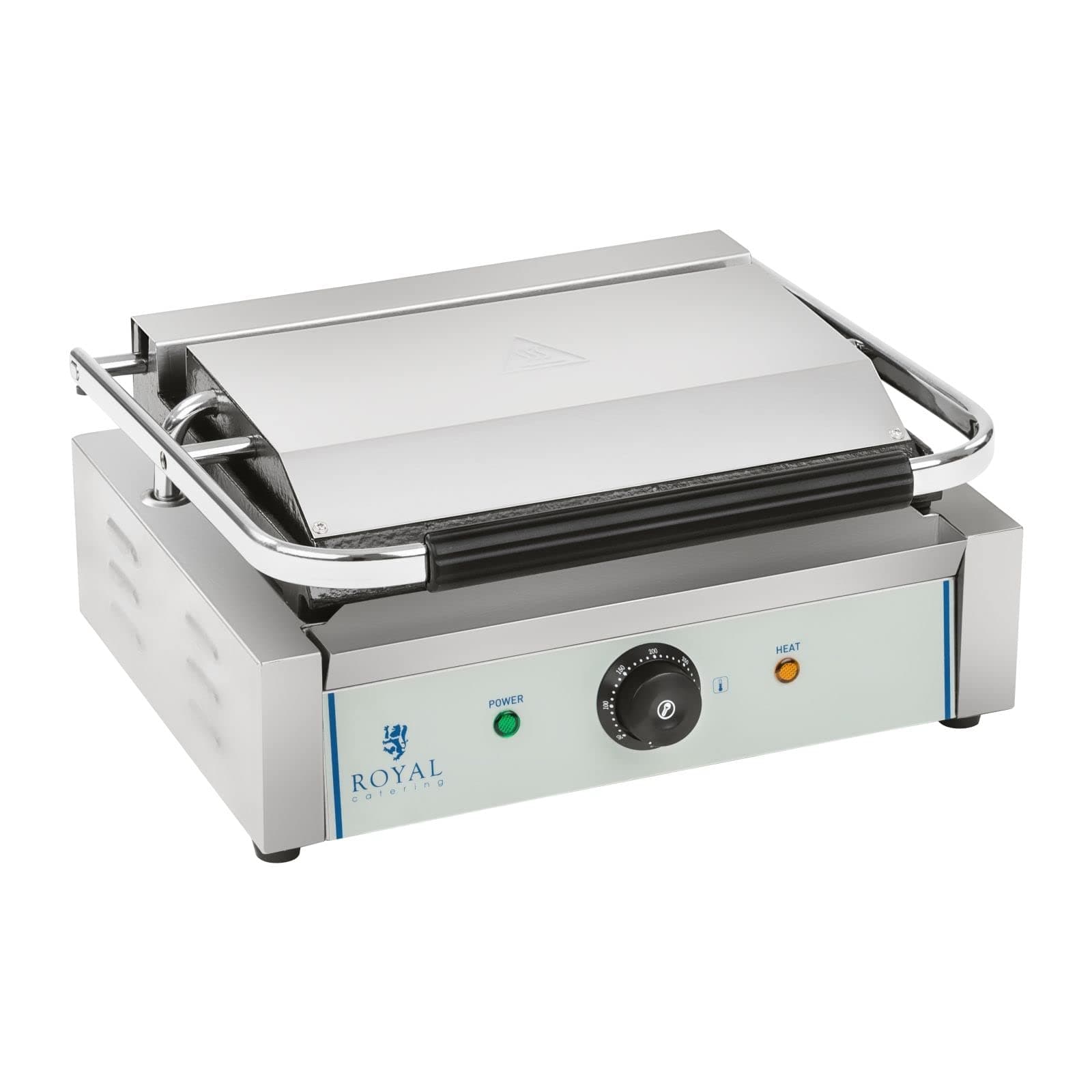 Royal Catering - RCKG-2200-G - Electric Contact Grill - 2200 Watt - corrugated grill panels