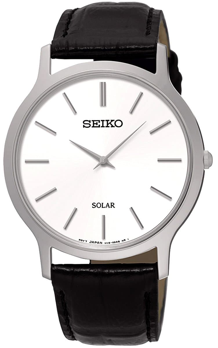 Seiko SUP873P1 Mens Black Leather Strap Watch