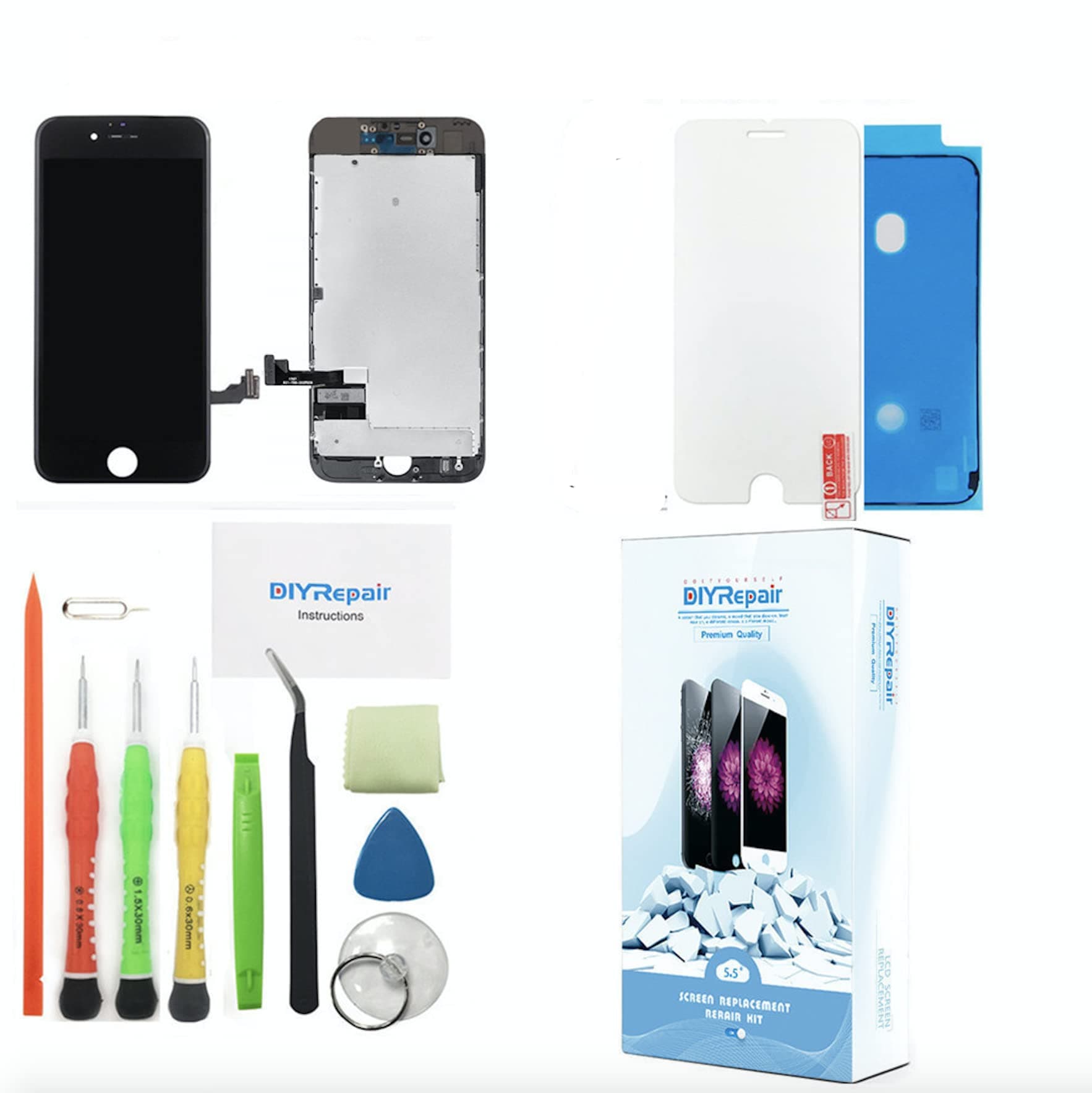 for iPhone 7 Plus Screen Replacement 5.5', 3D Touch Screen Full Repair kit, Display Digitizer Glass Assembly with Tools Set, Tempered Glass, Instruction-Black