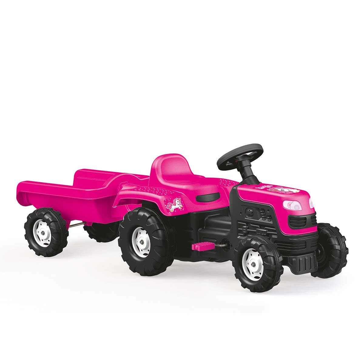 Dolu Kids Childen's Toys Ride On Tractor with Trailer Pink