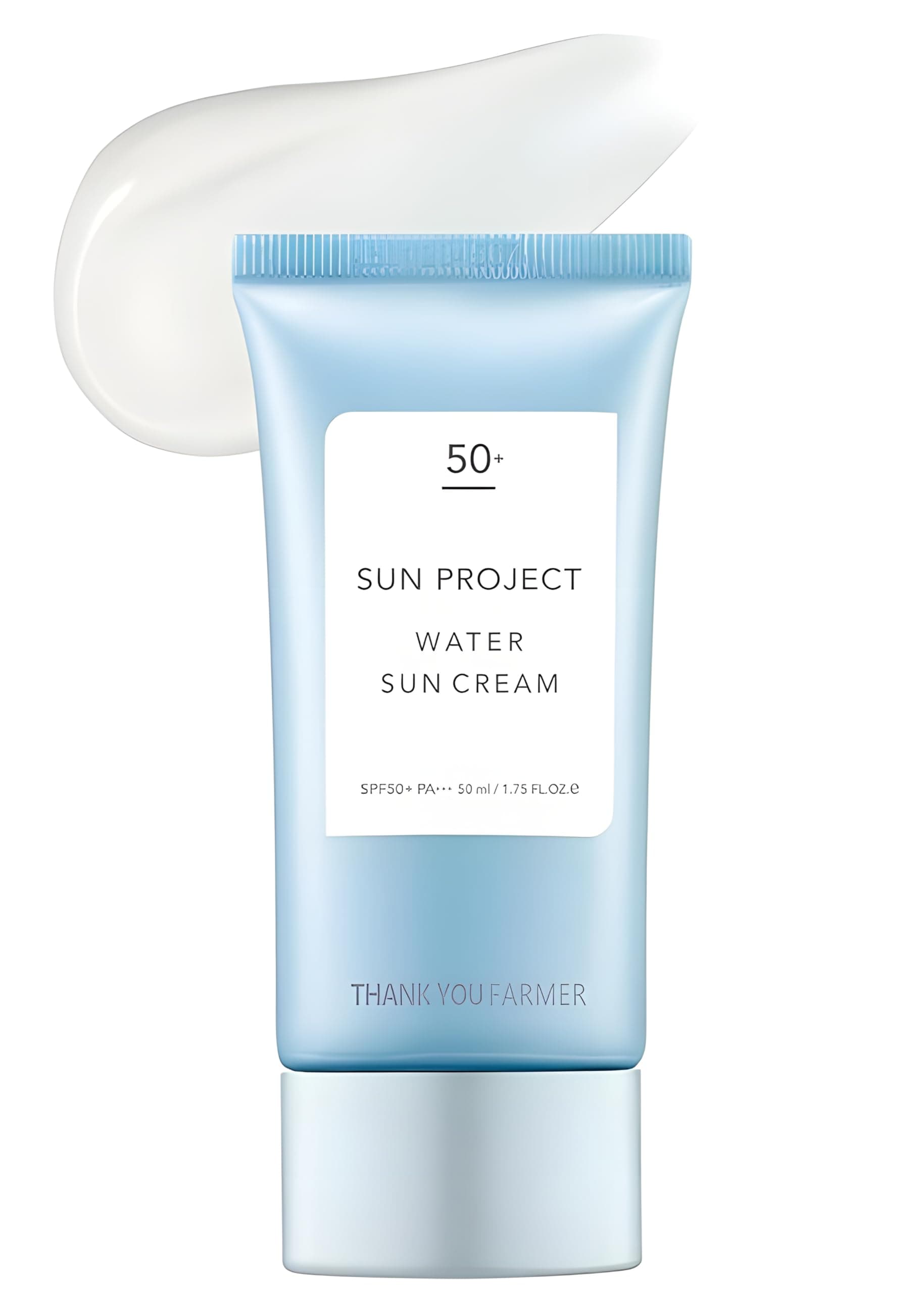THANKYOU FARMER Sun Project Water Sun Cream SPF50+ PA+++ (50 ml) Korean Hydrating Sunscreen, Non-Sticky, No White Cast, UVA/UVB & Blue Light Protection, Lightweight Daily Sun Protection for All Skin Types