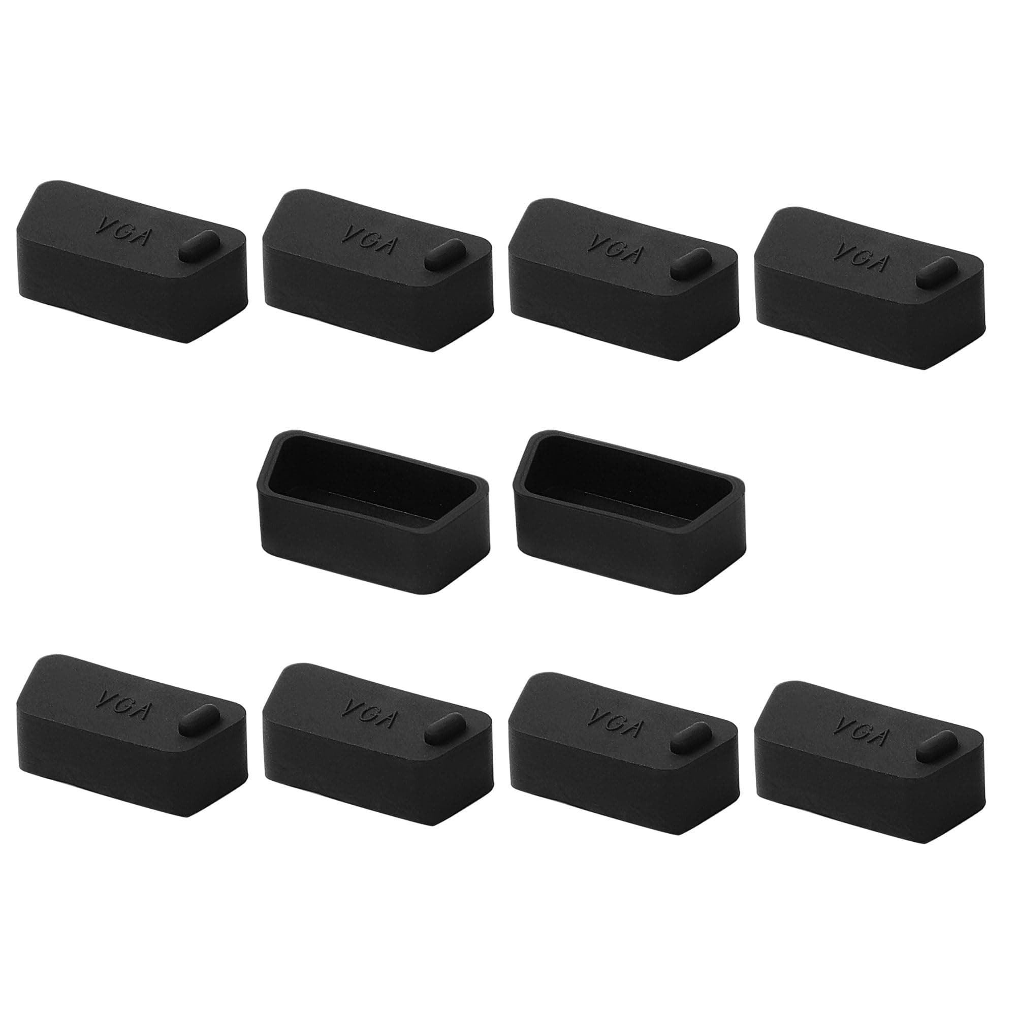 uxcell Silicone VGA Female Port Cover Anti Dust Cap, Port Plug Protector for D-Sub Serial 16mm x 9mm 10pcs Black