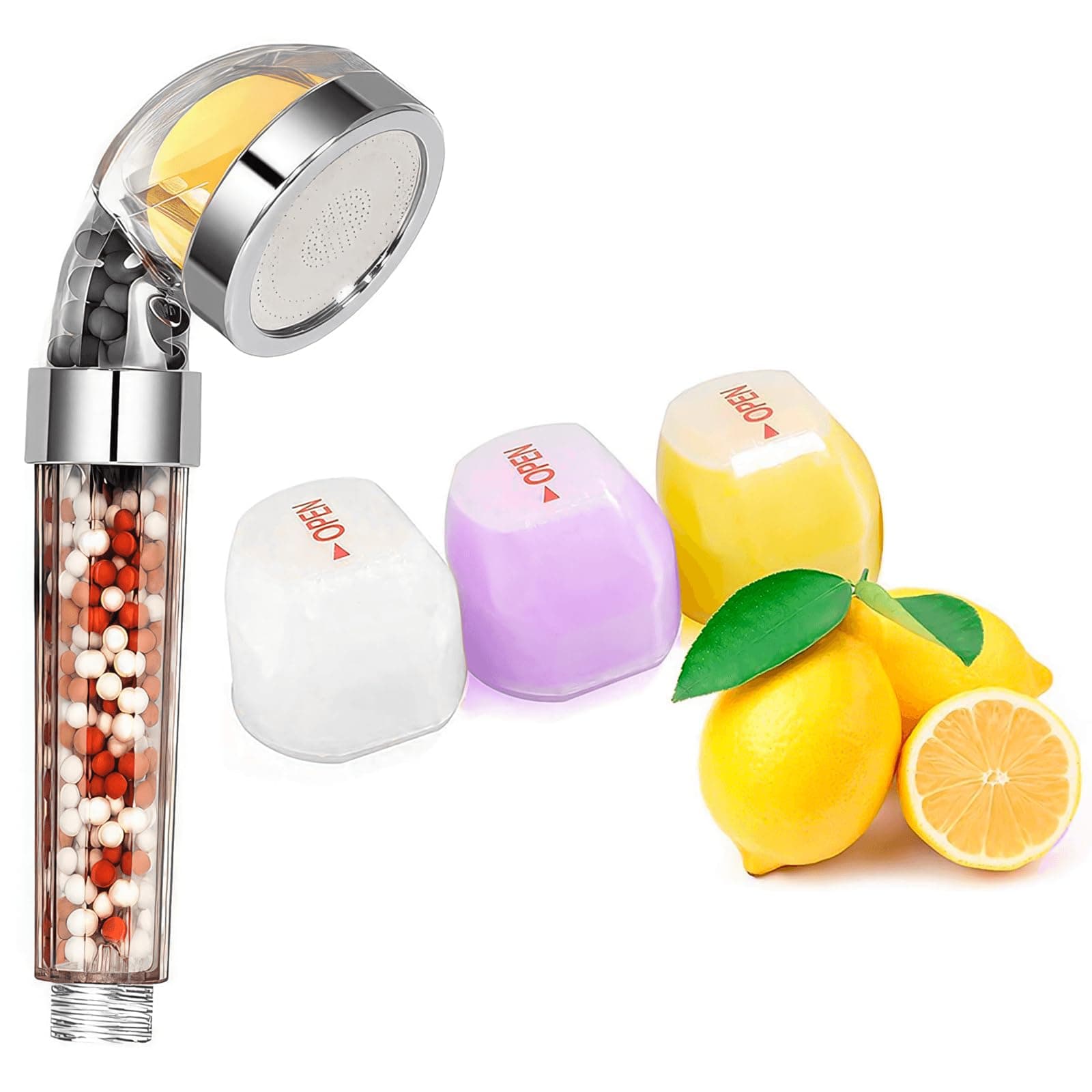 Shower Filter Refill 3 Pack Lemon Vitamin C Filter Set Natural Plant Powerful Effective Water Filtration Softens Hard Water