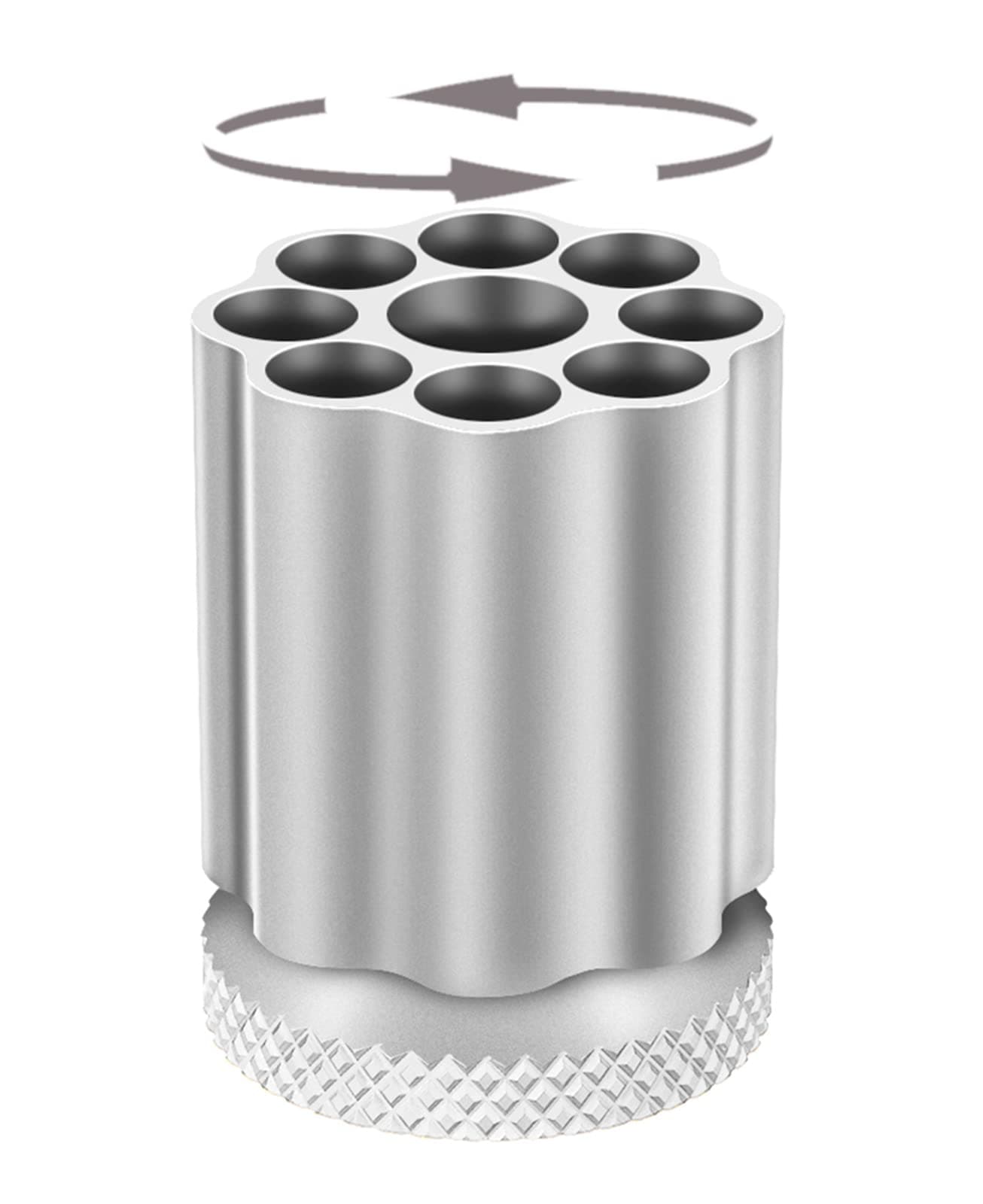 Rotating Revolver Pen Holder, Gun Cylinder Pen Holders, Favorite Pencil Holder and Perfect Stationery Supplies (Silver)
