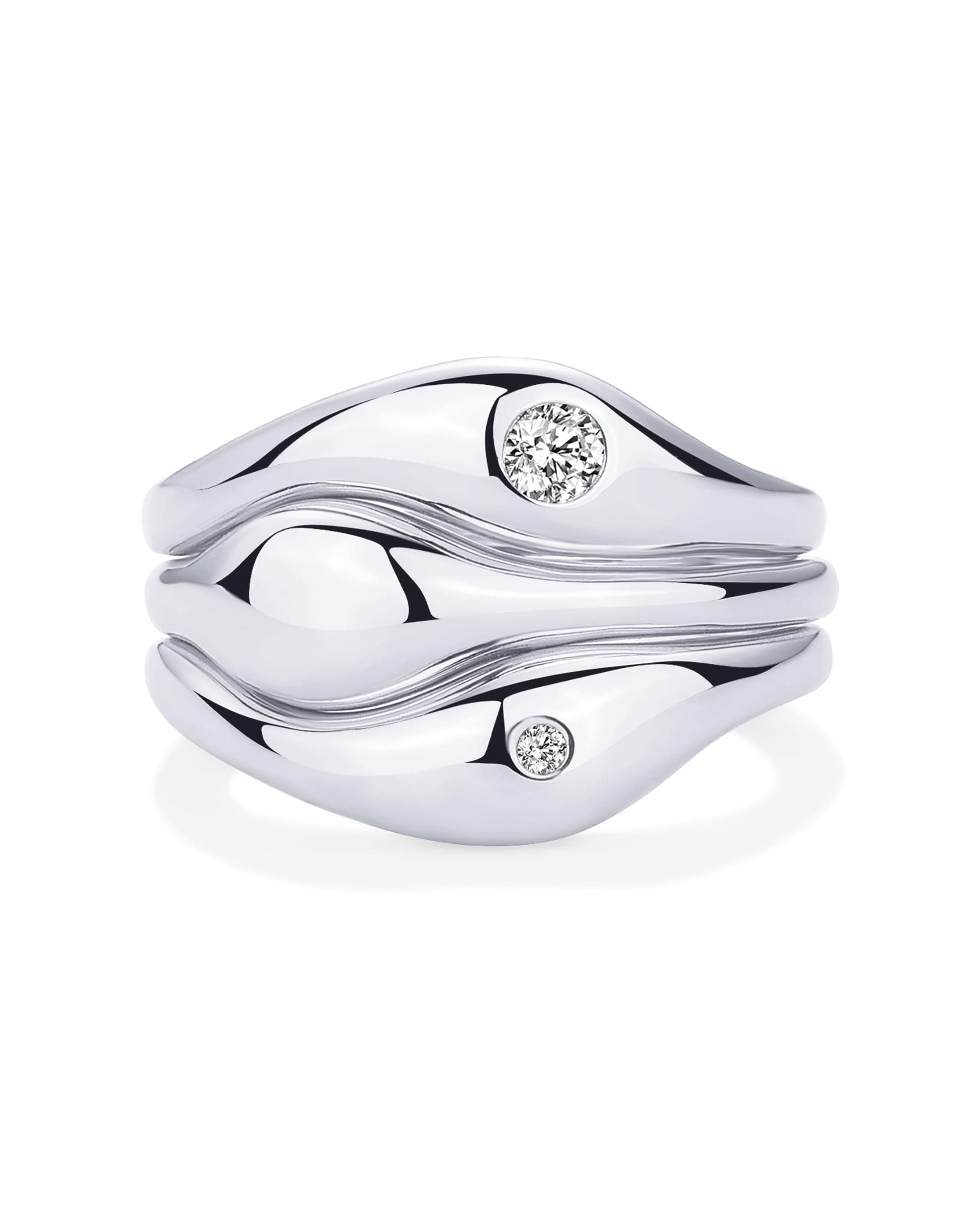 PAVOI 14K Gold Plated Chunky Stackable Rings Set for Women | Cubic Zirconia Bands Set | 3 Statement Rings Pack