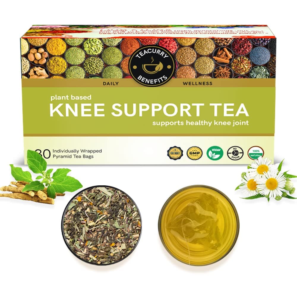 TEACURRY Knee Support Tea (1 Month Pack, 30 Tea Bags) - Helps with Knee Pain, Inflammation, Discomfort (1 Month Pack | 30 Tea Bags)
