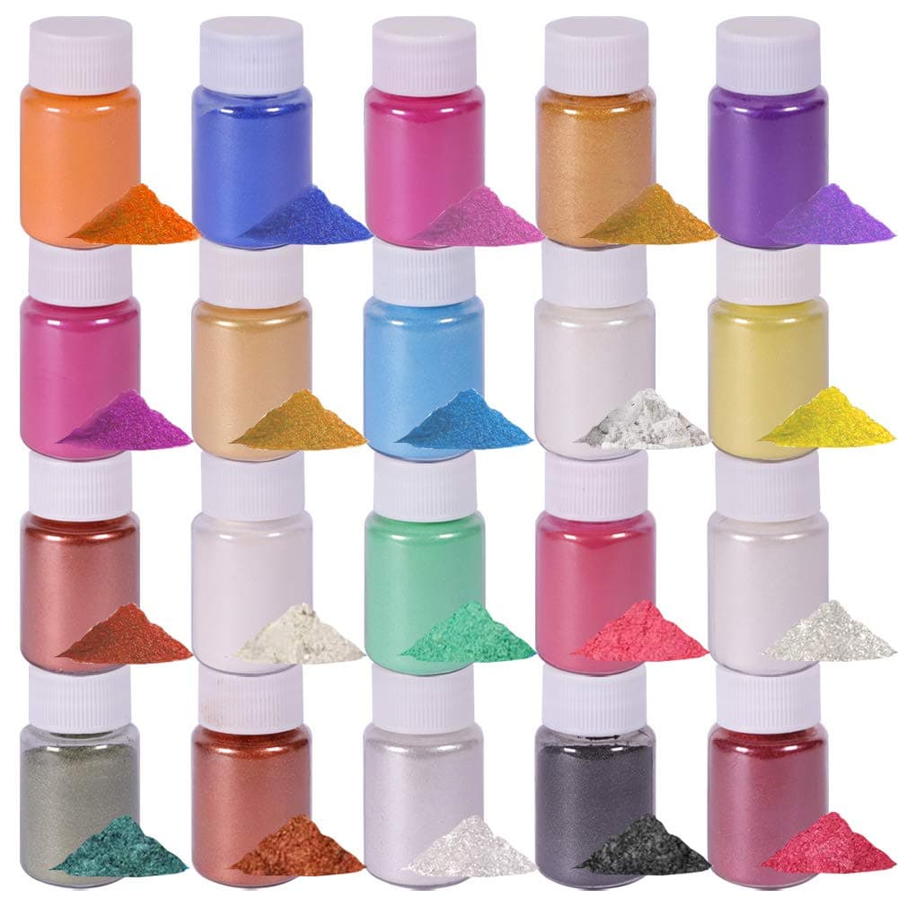 Slime Powder, DIY Mica Powder, Natural Powder Pigments, for Adhesive Pigments, Bath Bomb Dyes, Soap Making, Etc. (20 Colors 10g/0.35oz Each)