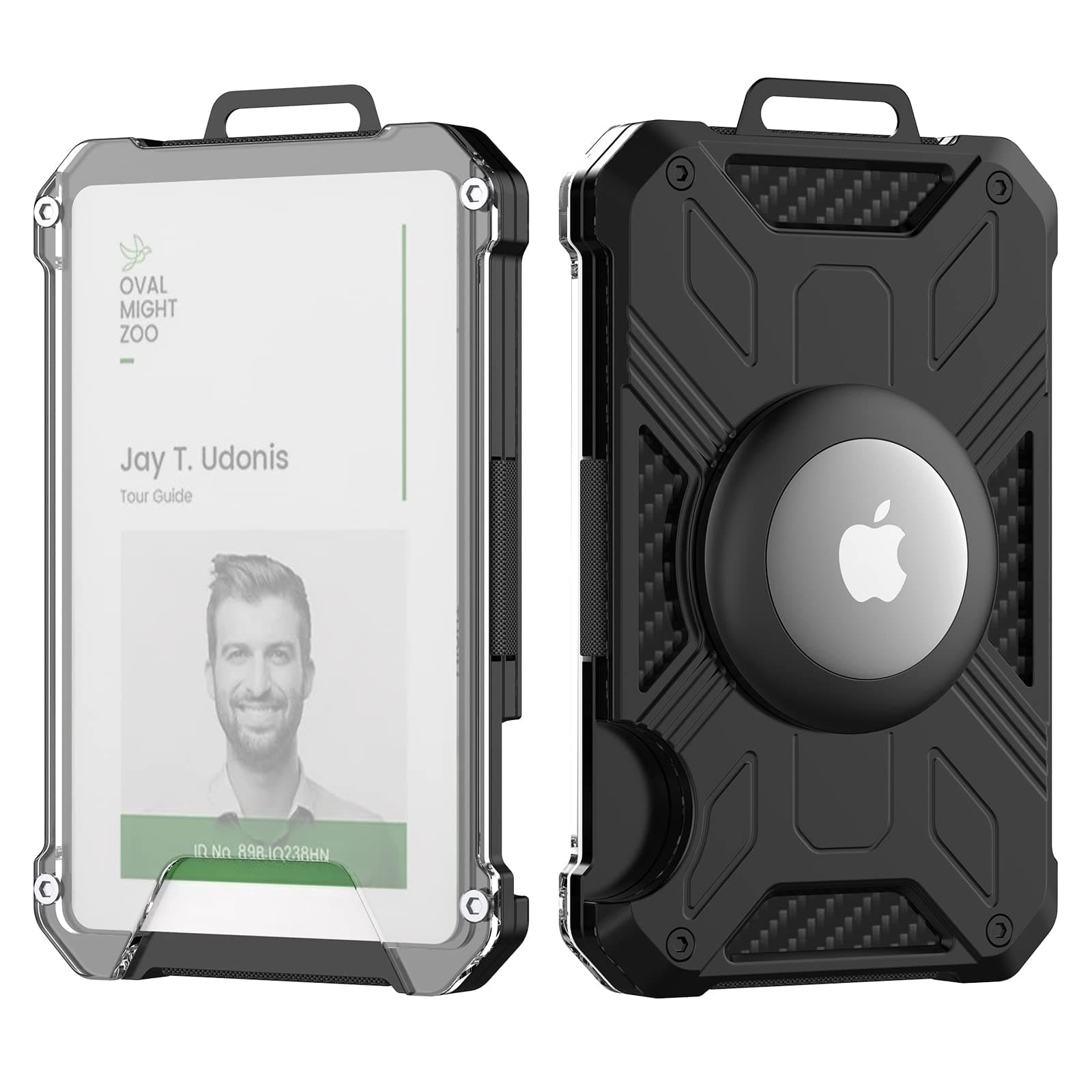 RFID-Protected Aluminum Wallet with ID Holder, Black, Unisex