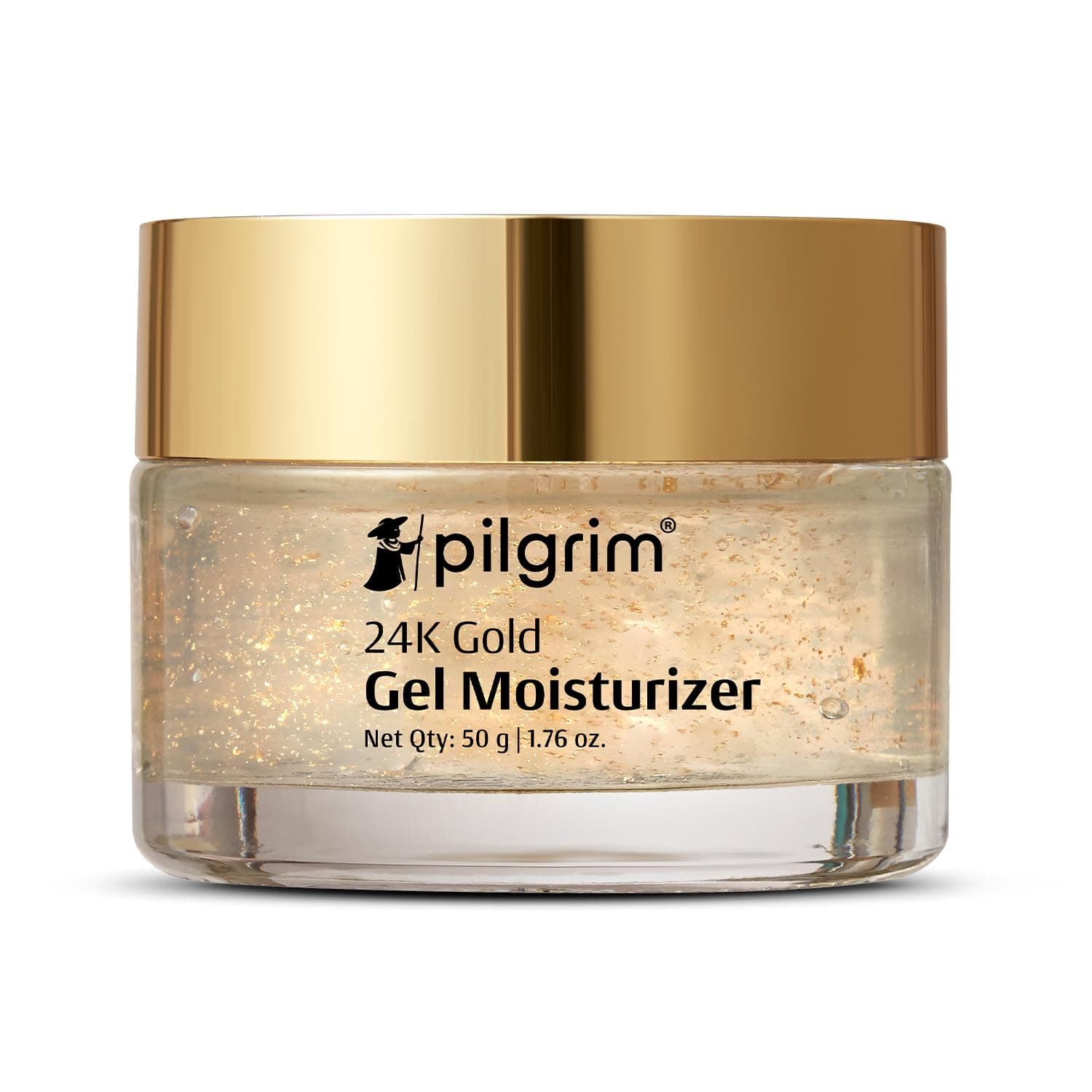 Pilgrim 24k Gold Gel Moisturizer with Hyaluronic Acid & Alpha Arbutin for men & women 50gm | Moisturizer for face | Reduces dark spots | Gives luxurious glow | Non-greasy