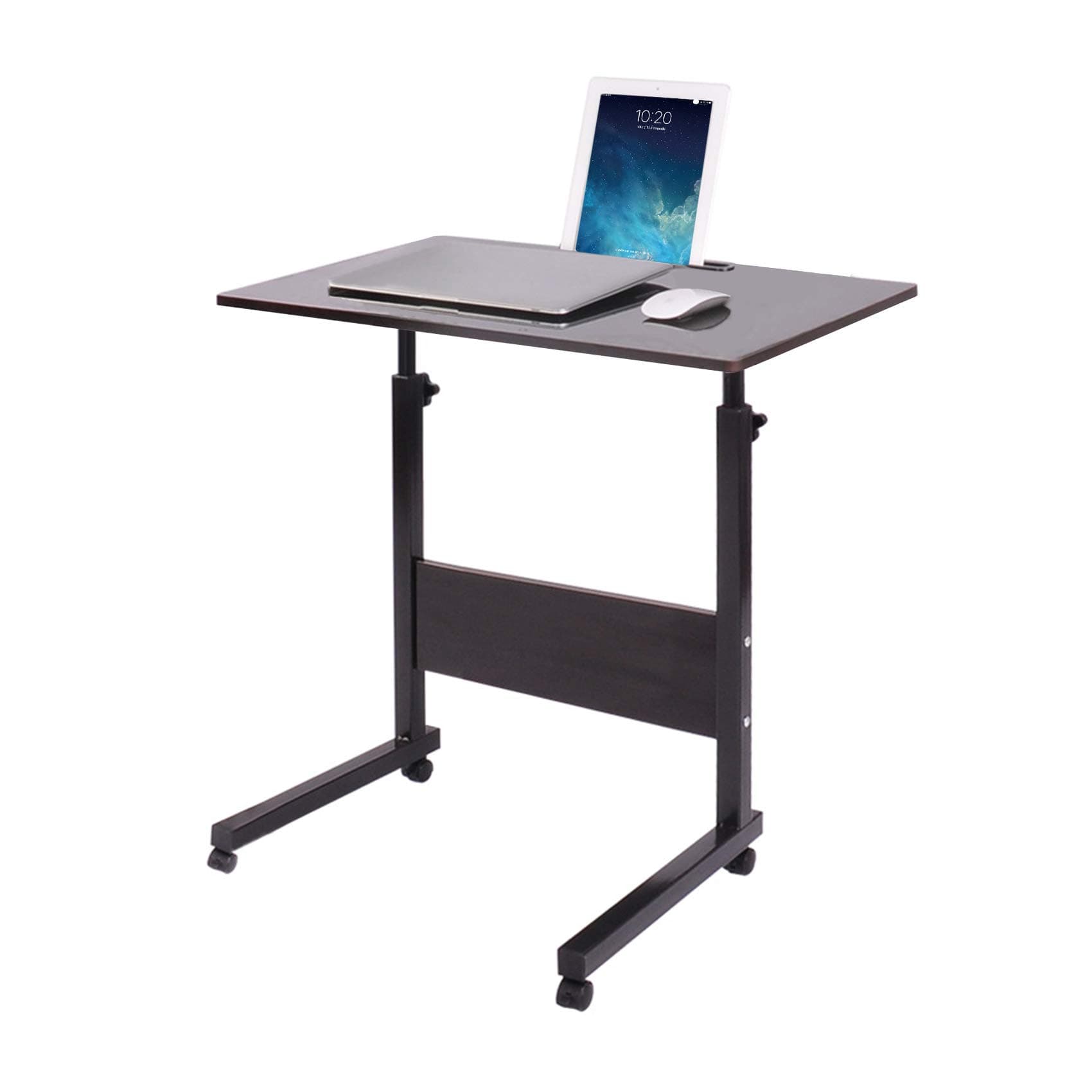 DricRoda Rolling Laptop Table on Wheels, Height Adjustable Side Computer Table on Wheels, Laptop Rolling Desk Stand, Mobile Rolling Laptop Cart for Sofa, Bed