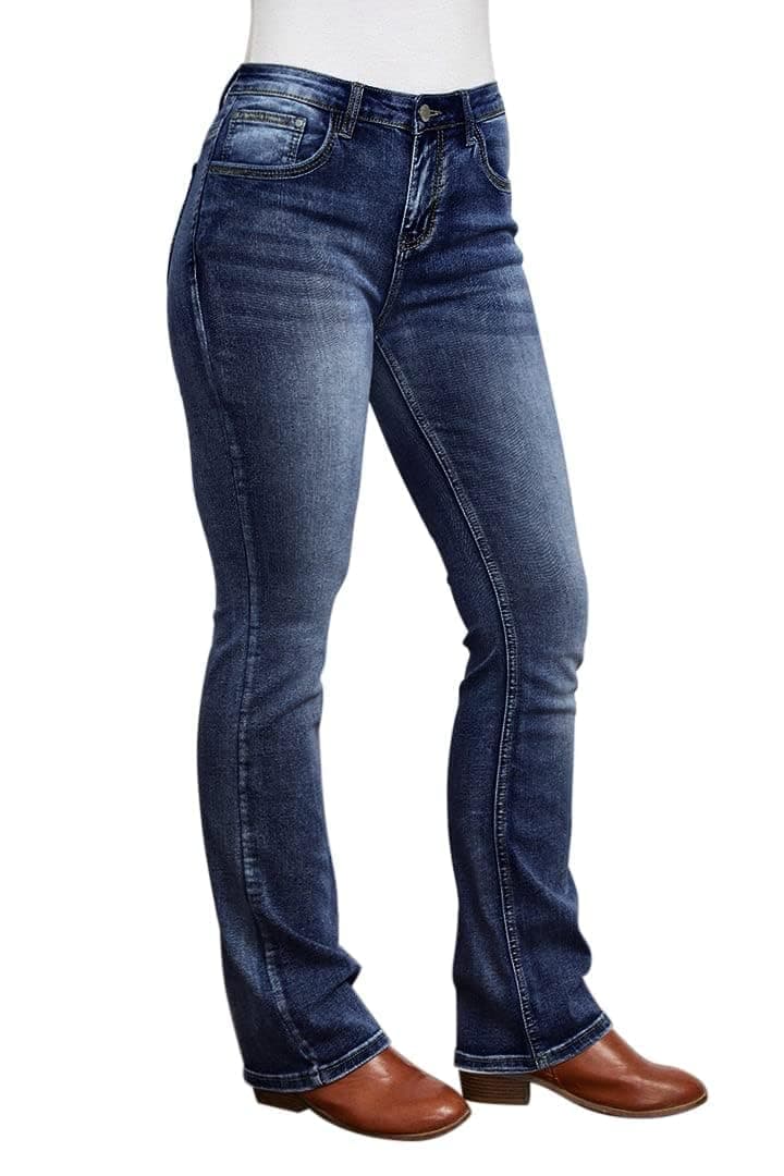 Women Bootcut Jeans 90s Mid Rise Straight Leg Stretchy Boot Cut Denim Pants Trendy