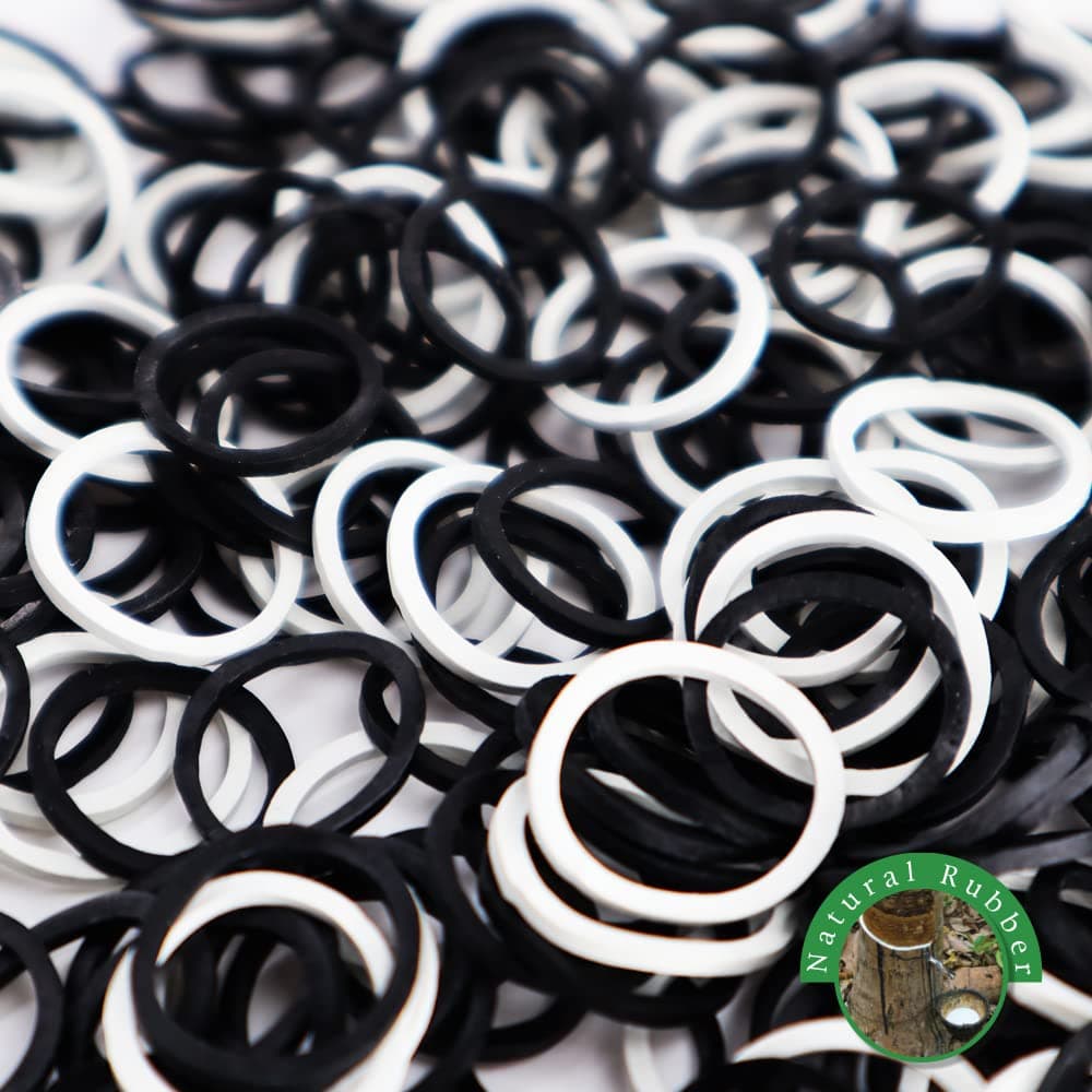 Beauty Town 1000 Pcs Rubber Bands - Soft Elastic Hair Accessories, Braids Mini Ties, No Damage Stretchy Bands for Hair (4-Packs) (Black & White)