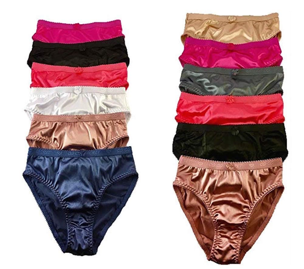 6 Pack Satin Shine Full Coverage Women's Panties Smooth Soft Nylon