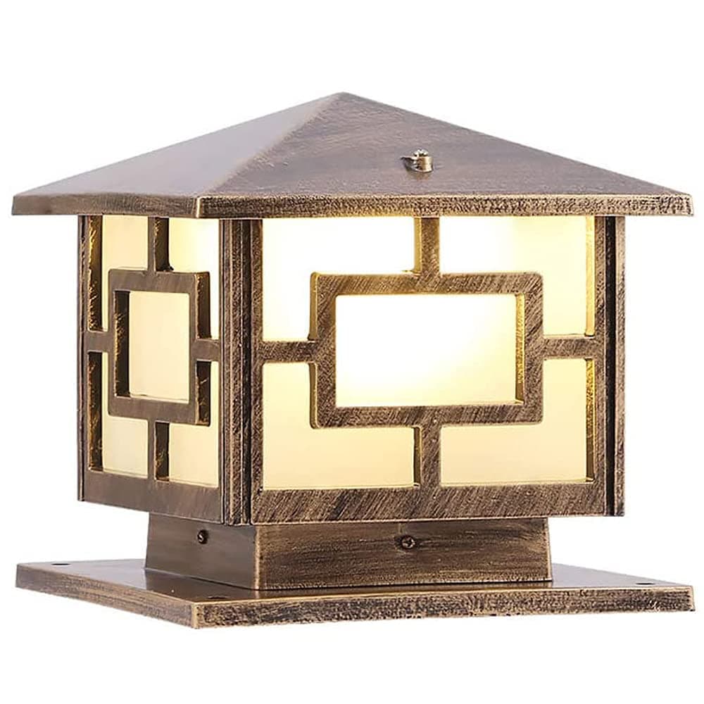 Pillar Lights Outdoor, E26 Waterproof Light Fixture Aluminum Glass Post Column Lamp Victorian Fence Garage Pavilion Courtyard Lighting ( Color : Bronze )¡­, S-Bronze