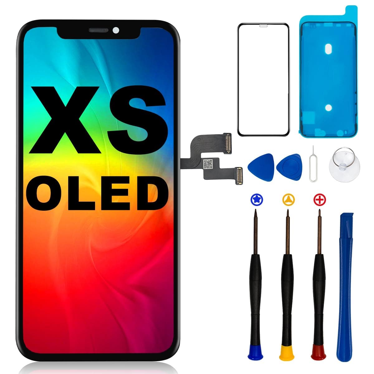 for iPhone Xs OLED Screen Replacement Kit [ NOT LCD ] 5.8“ Full HD Display (A1920/A2097/A2098/A2099/A2100) 3D Touch Display Digitizer Frame with Repair Tool
