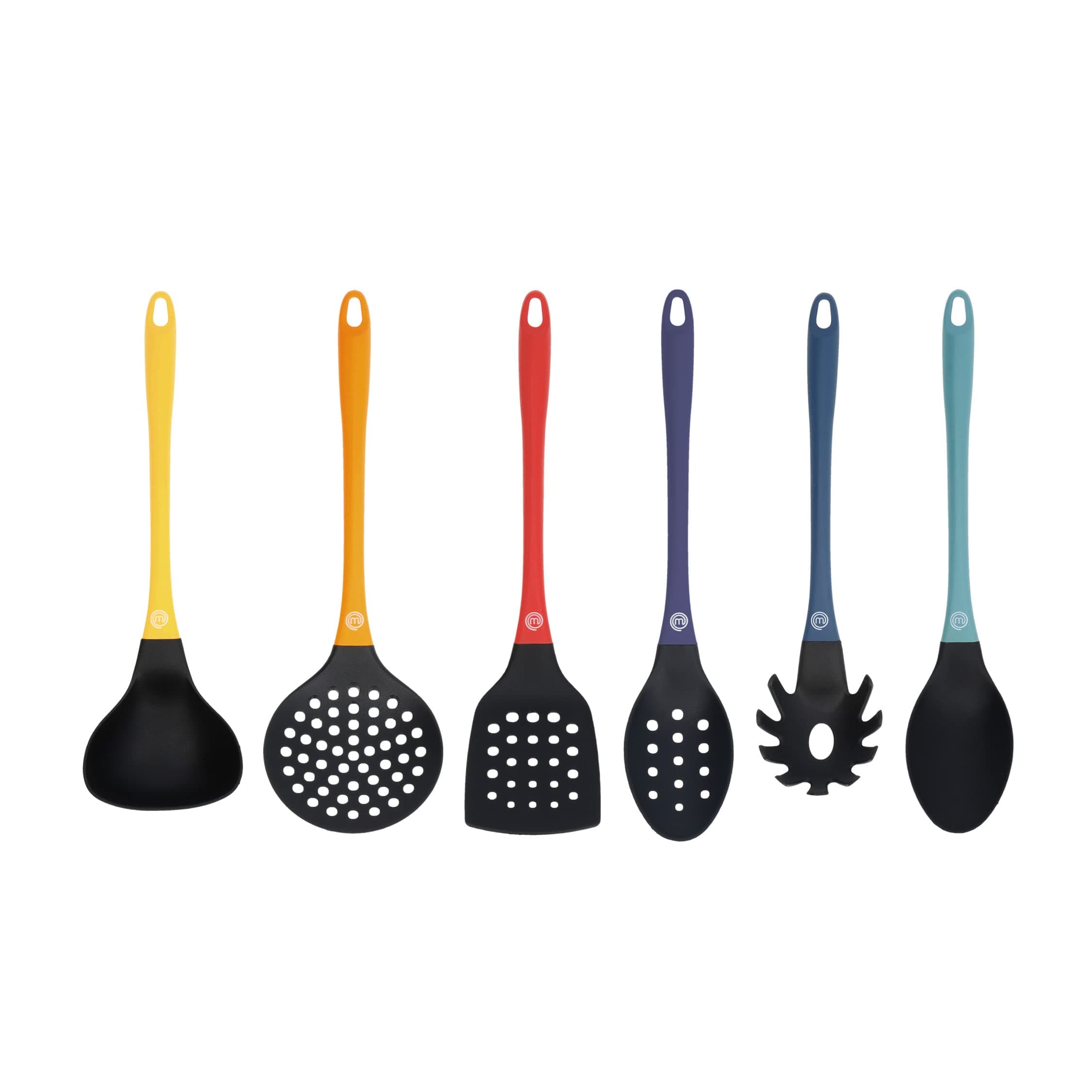 MasterChef Kitchen Utensils Set 6 Piece Cooking Tools Made From Non Scratch, Heat Resistant Material with Stylish Multi Coloured Soft-Touch Handles
