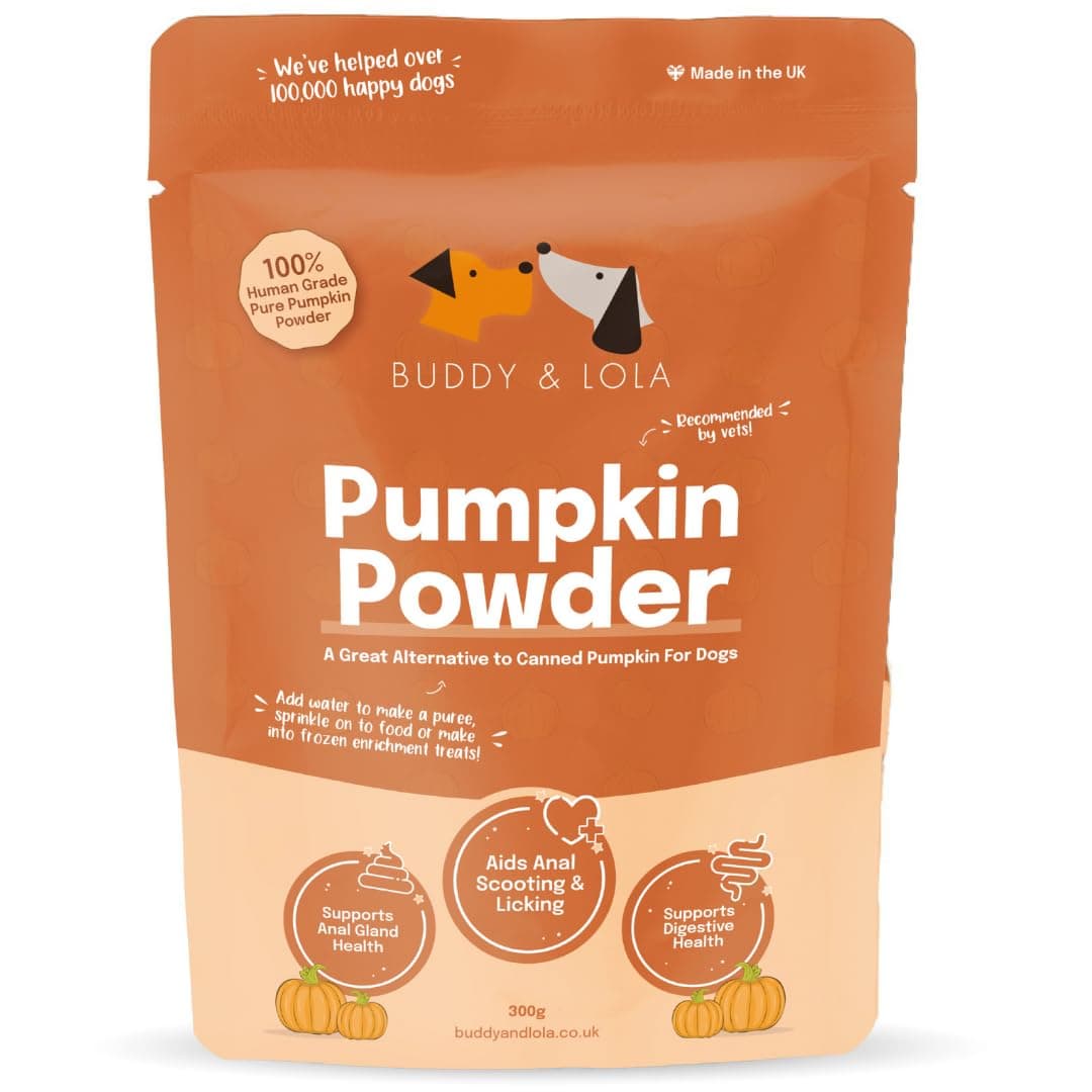 Buddy & Lola 100% Natural Pumpkin Powder For Dogs, Canned Pumpkin Alternative, High Fibre Supplement, Easy To Use Puree For Dogs UK