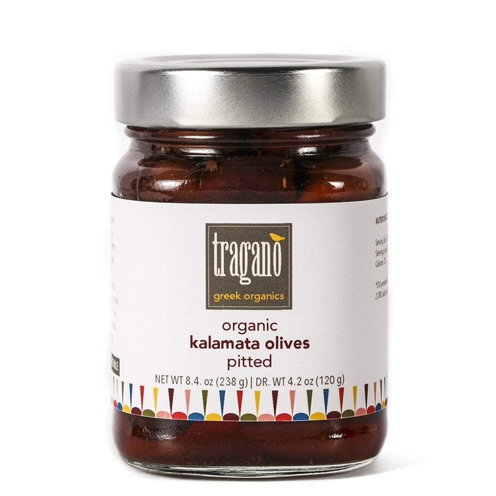 Tragano Greek Organics Pitted Kalamata Olives - USDA Certified Organic (8 Ounces) - Gluten-Free Mediterranean Delight from Greece