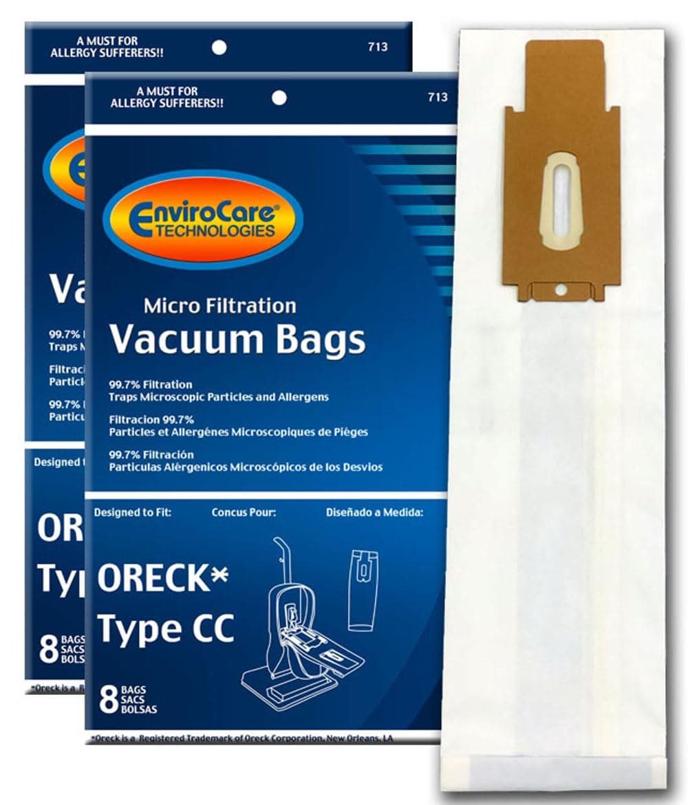 Replacement Micro Filtration Vacuum Cleaner Dust Bags for Oreck Type CC, XL. Fits All XL7, XL21, 2000's, 3000's, 4000's, 8000's, 9000's Series Model Upright Vacuum Cleaners 16 Pack
