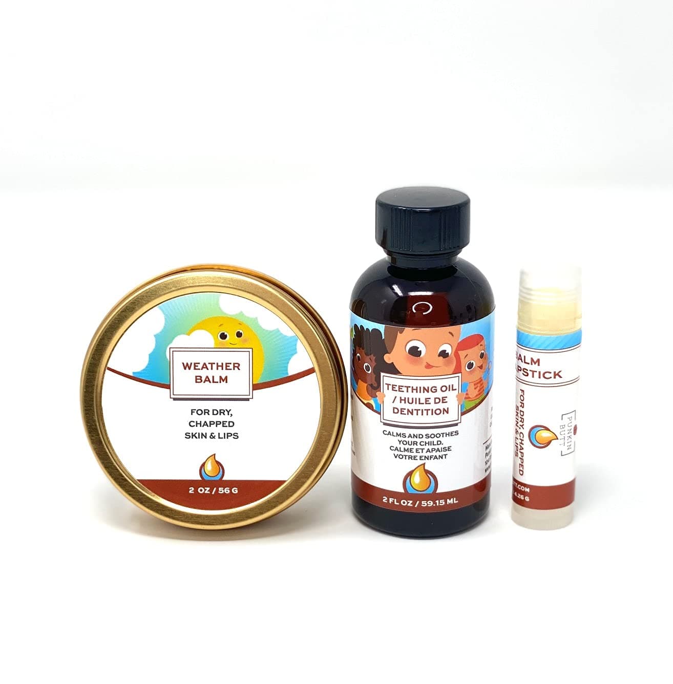 Teething Oil and Baby Weather Balm Set for Sore Gum Relief and Dry Chapped Skin from Drool Rash | All Natural, Organic, Safe for Infants, Chemical-Free