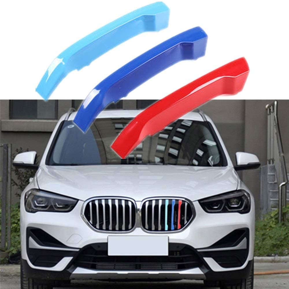 TOPGRIL Exact Fit//M-Colored Stripe Grille Insert Decoration Trims Sport Grille Insert Trim Strips For 2020-up BMW F48 X1 LCI
