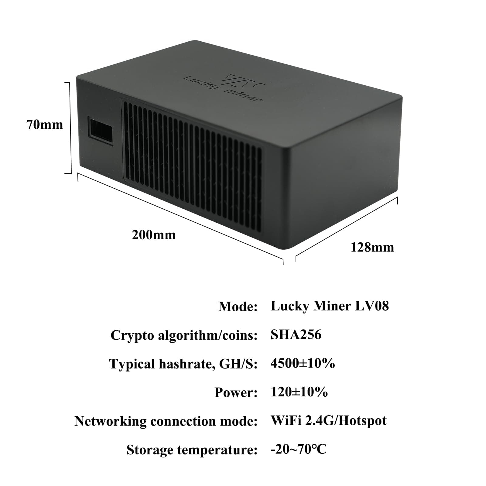 Bitcoins Miner 4.5TH/S Solo Miner LV08 SHA-256 Asic Chip Low Noise Lottery Crypto Miner 2.4G WiFi Bitcoins Mining Machine Home Use
