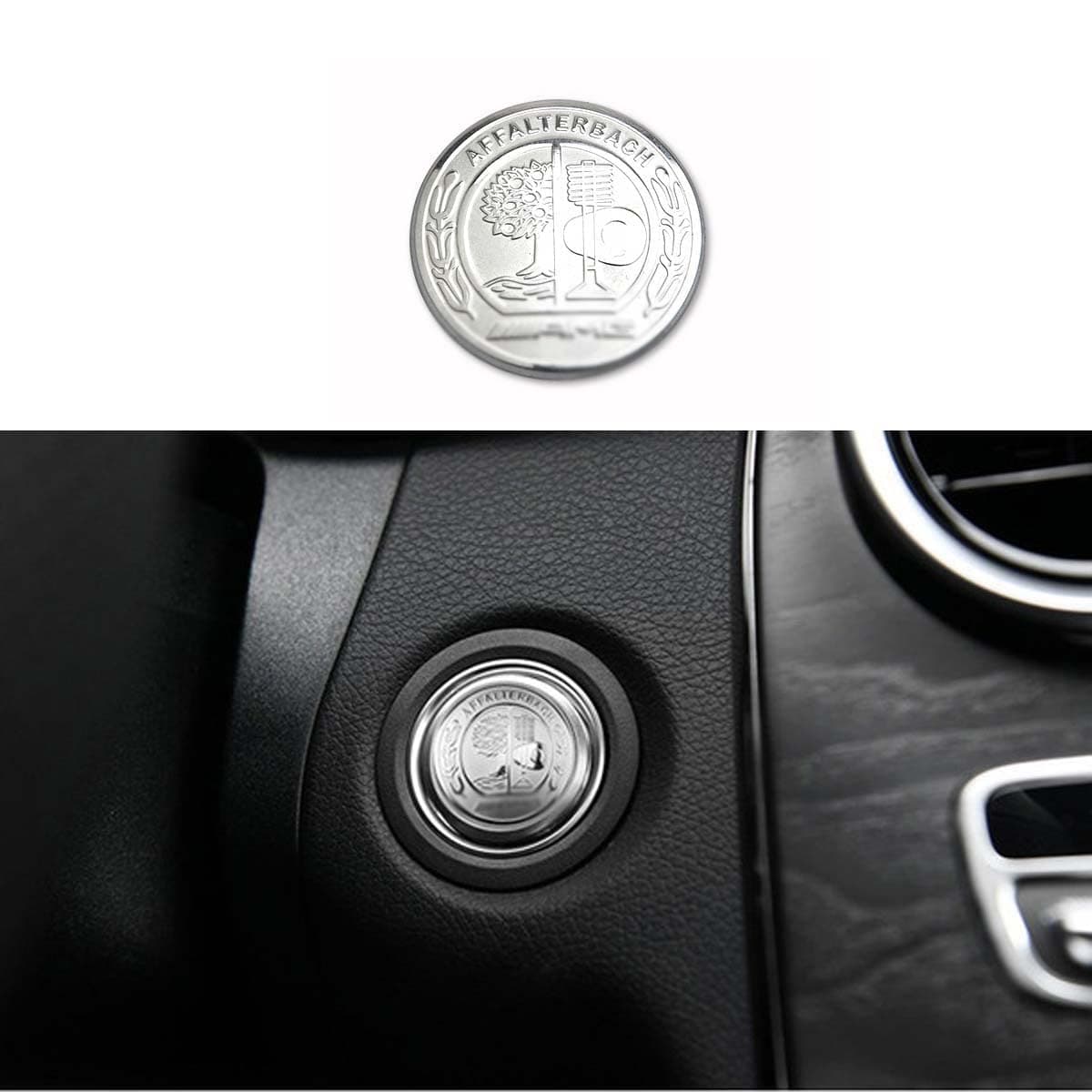 Silver AMG Start Engine Ignition Button Center Control Switch Knob Stickers Emblem Metal Modified Cover Decal Trim fit for A B C E S M CLA GLE GLK GLA ML GL Class 36mm