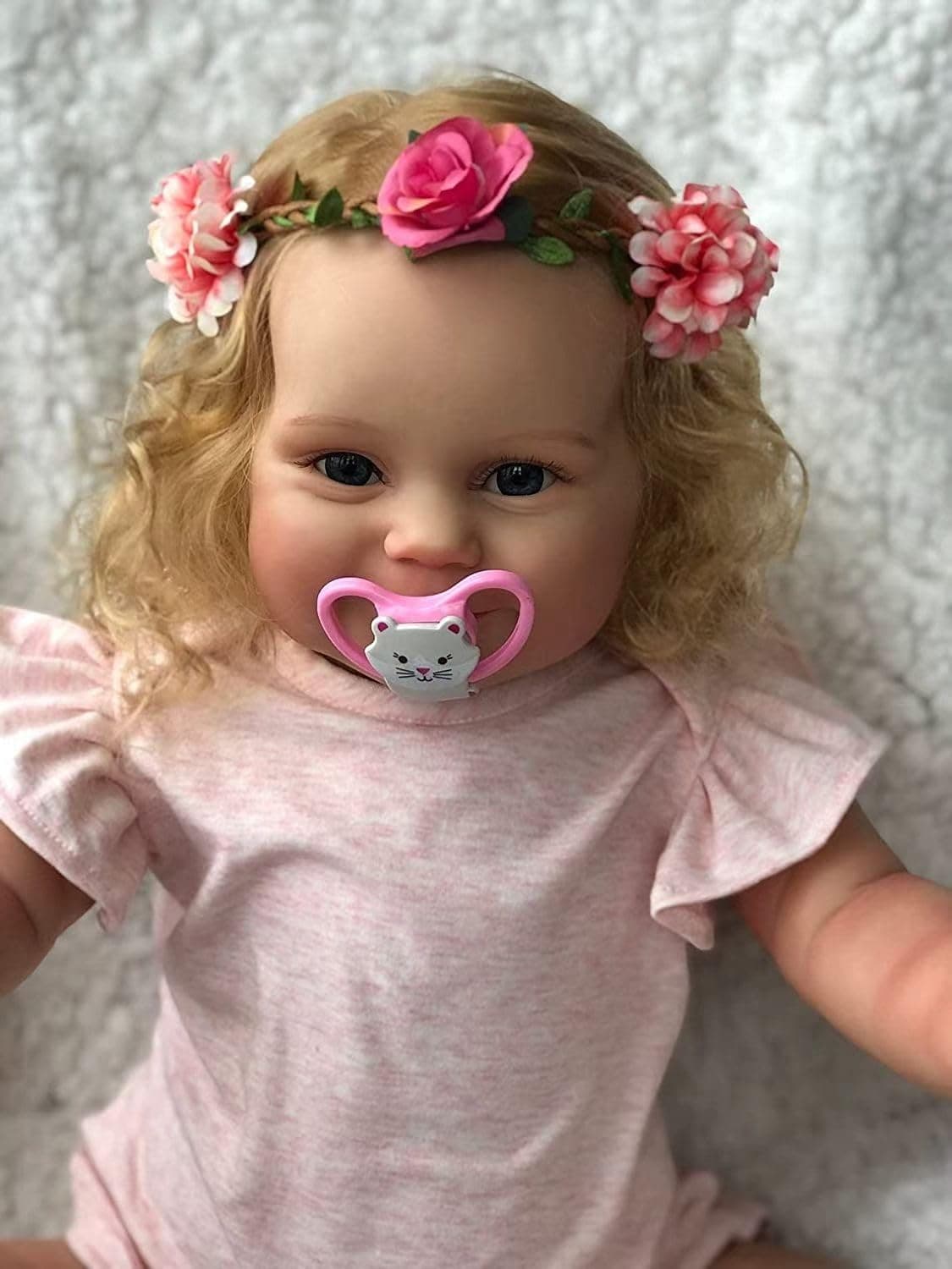 Lovely 20 inch Reborn Baby Doll Girl Soft Body Silicone Vinyl Realistic Baby Doll with Rooted Blonde Hair Lifelike Newborn Toddler Doll Toy for Ages 3+