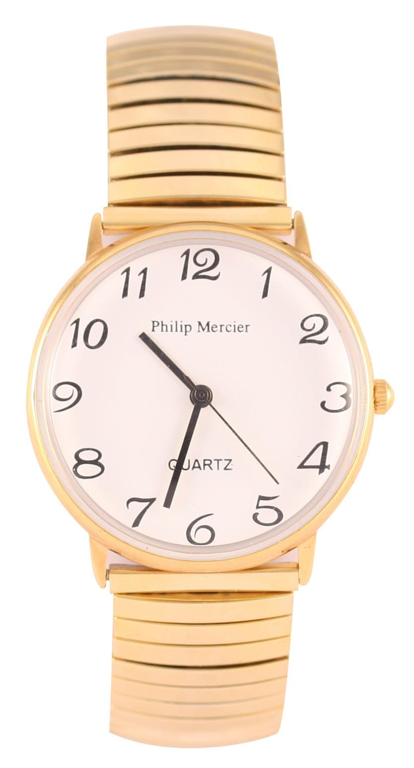 Men's Quartz Watch with White Dial Analogue Display and Gold Bracelet MC45/A
